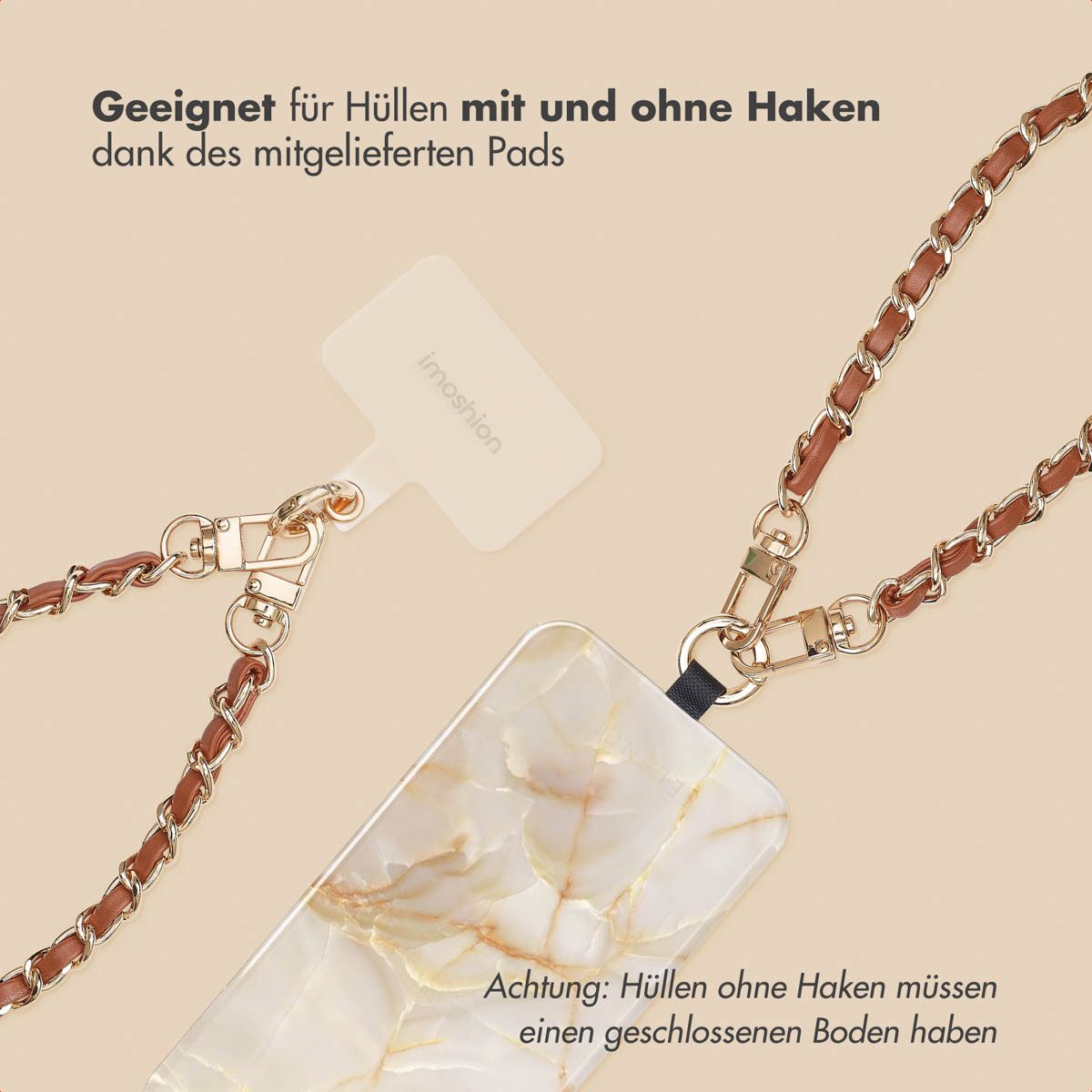 imoshion Smartphone-Tragegurt imoshion PU Leder Handyketten Set – Braun, (2-tlg) – Bild 5 von 5