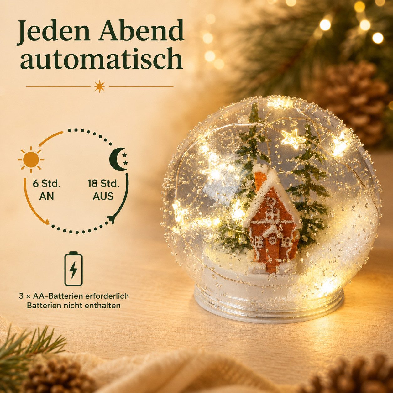 formano LED Dekolicht LED Deko-Kugel Winterlandschaft mit Timer, 12 cm Weihnachten, LED fest integriert – Bild 3 von 5