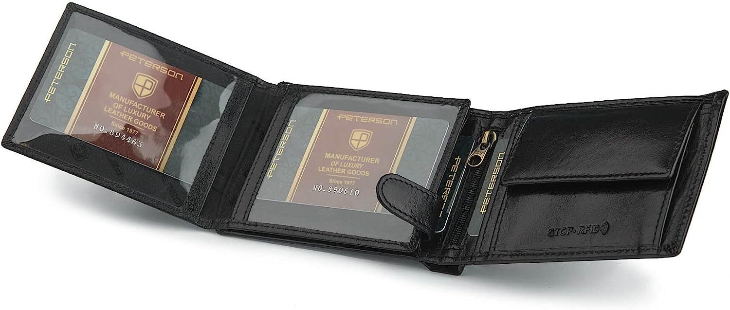 Brieftasche 304 PETERSONⓇ RFID Geldbeutel Herren Geldbörse schwarz Geldbörse Echtleder