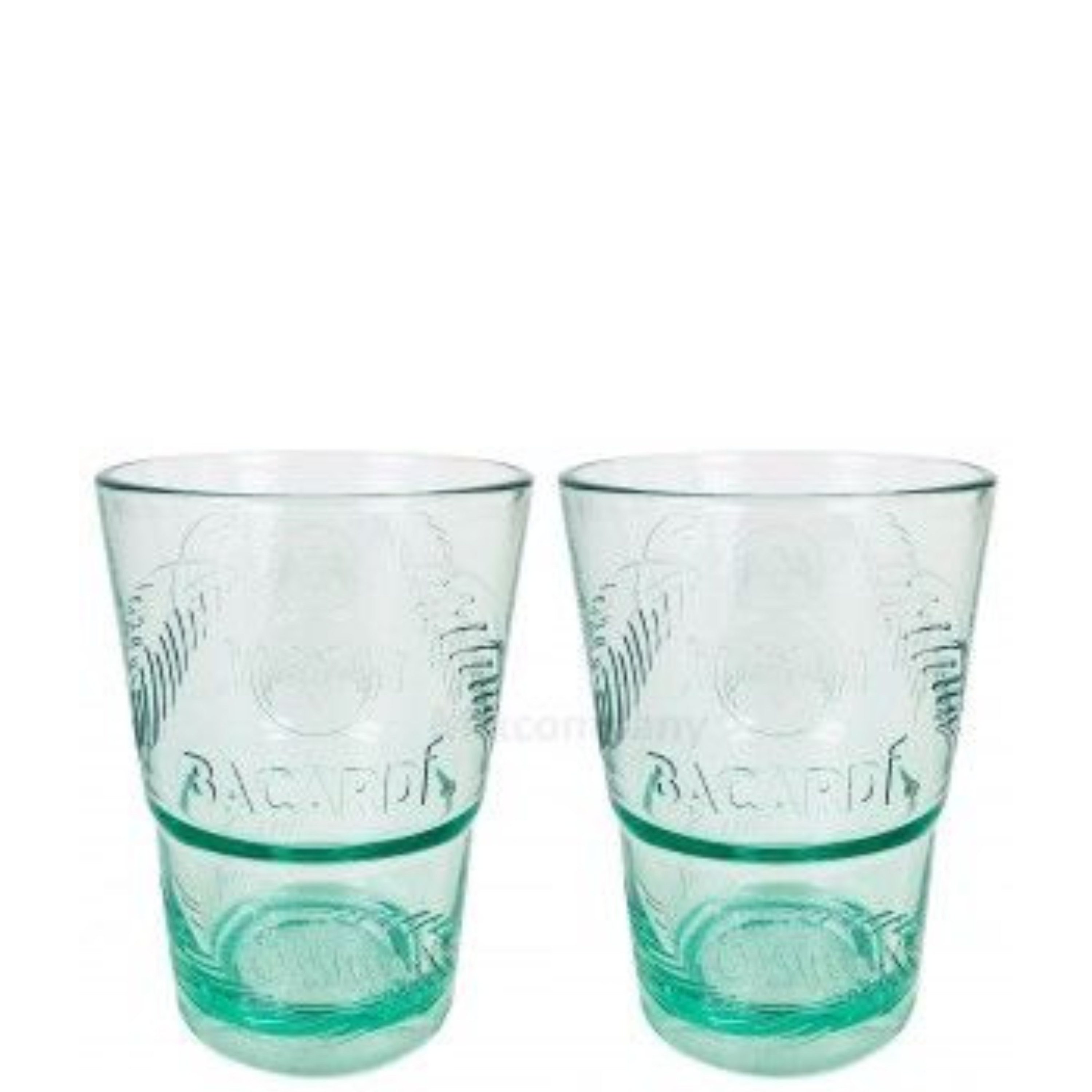 Bacardi Longdrinkglas Bacardi Kunststoffgläser 2er Set – Longdrinkgläser grün transparent, 2-tlg., Cocktailgläser für Mojito, Cuba Libre & Rum Drinks