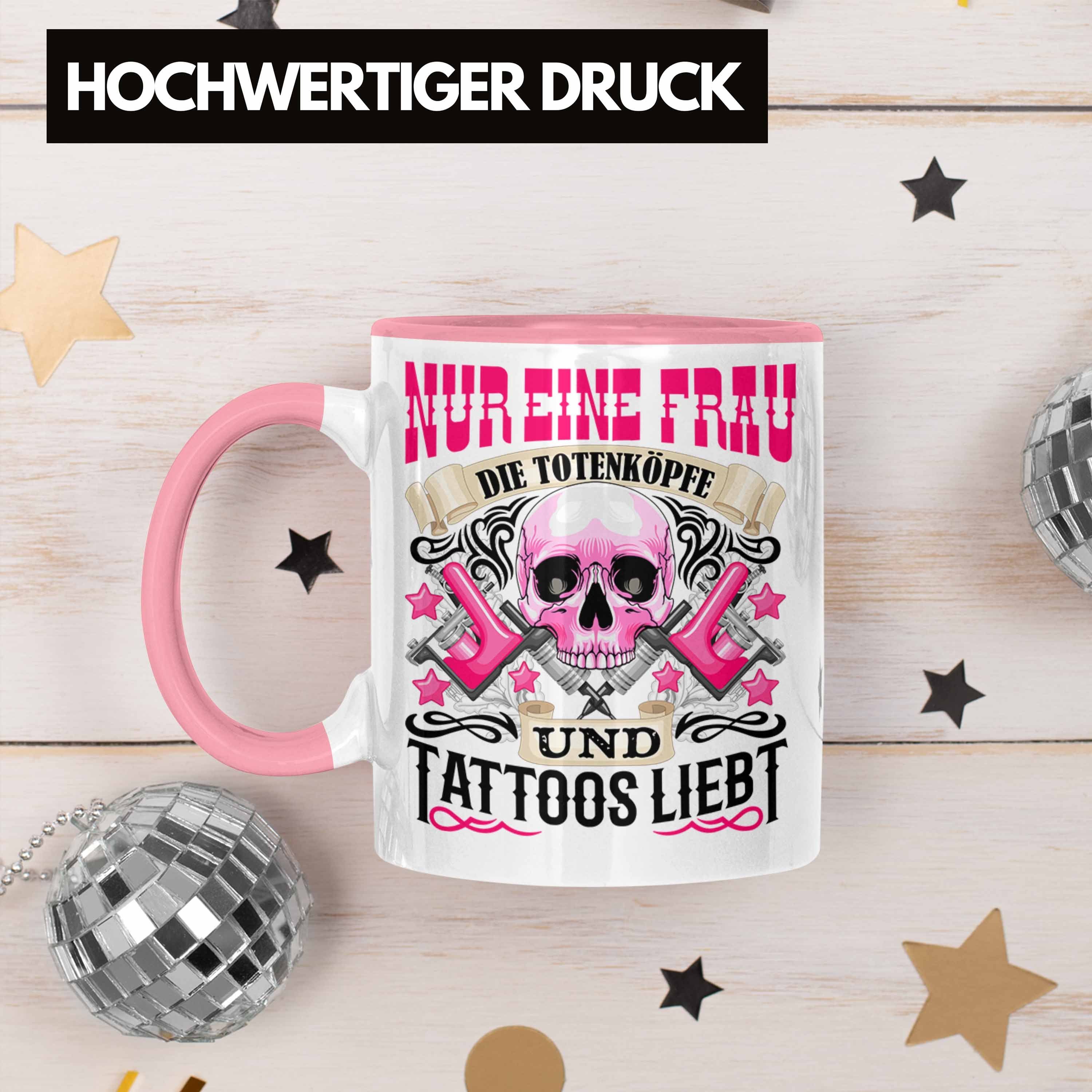 F Tattoowierte Rosa Frau Trendation und Tattoos Totenköpfe Geschenk Tasse Tasse Trendation -