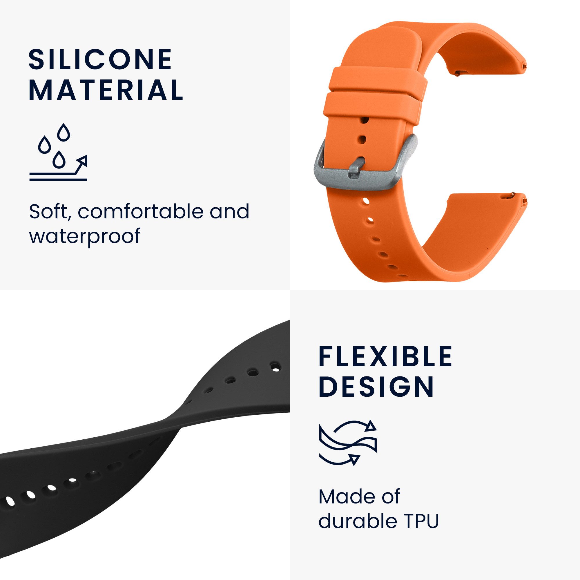 kwmobile 2x Uhrenarmband für Huami 22mm Amazfit Bip 6 / Bip 5 Unity / Bip 5 / Smartwatch, 2-tlg., Fitnesstracker Band Set aus TPU Silikon - Ersatzarmband Smartwatch