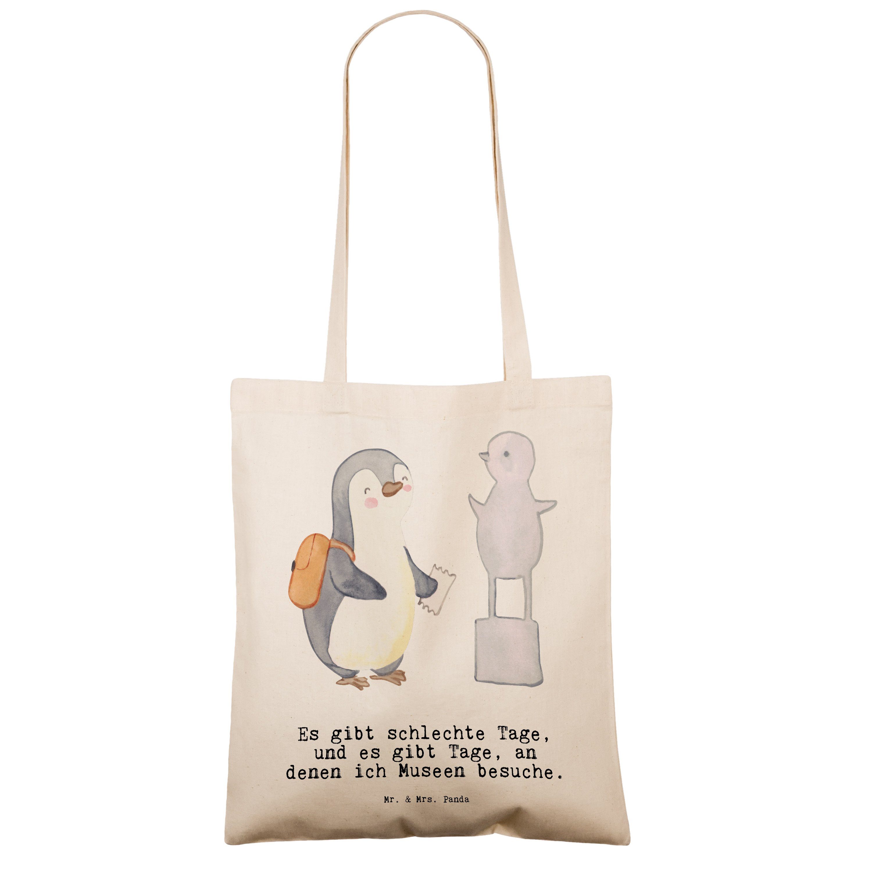 & Geschenk, (1-tlg) Mr. Tage Pinguin Museum Mrs. - Transparent Beuteltasche, Tragetasche - besuchen Panda