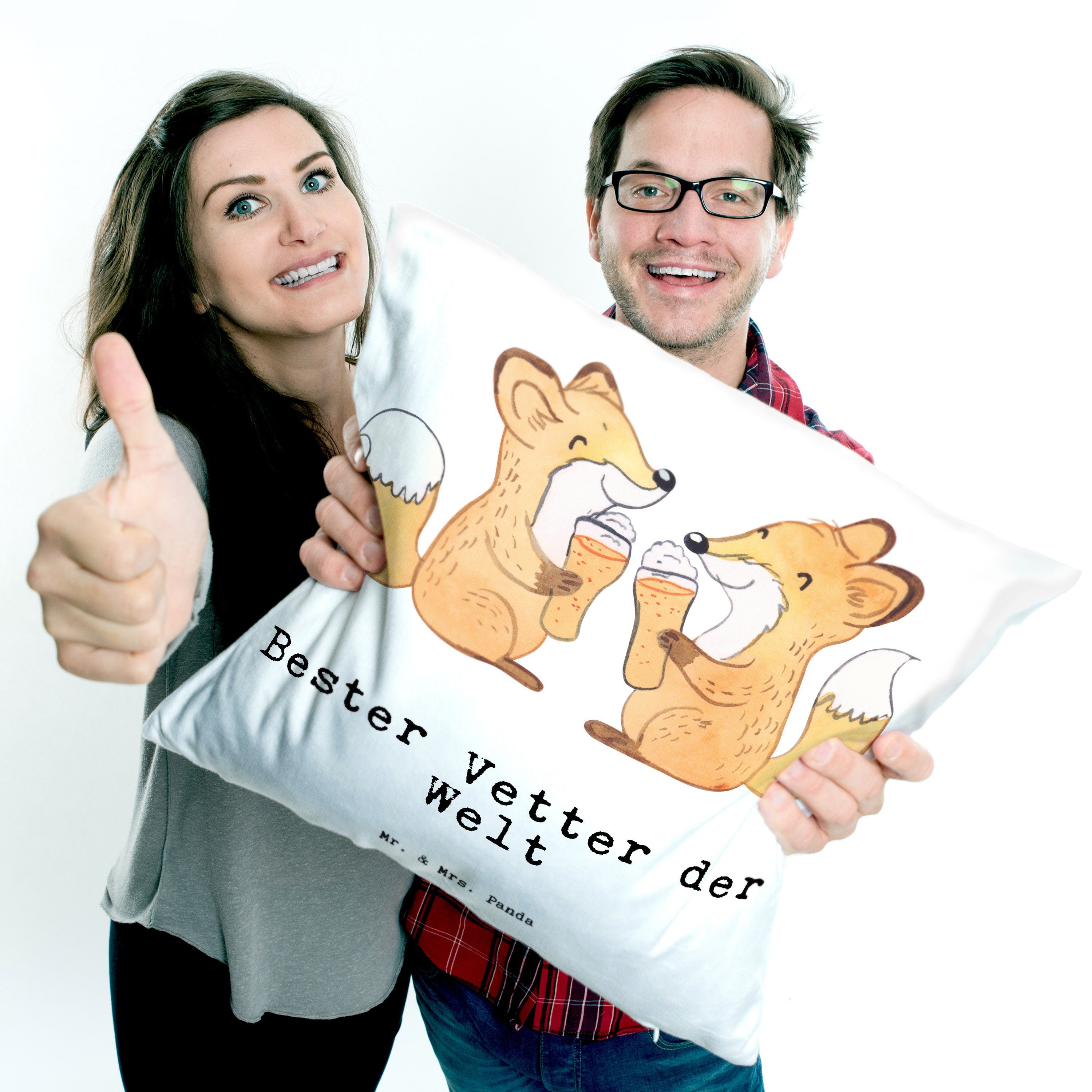 - Geschenk, Panda Geburtstag, & Weiß Vetter Dekokissen Mrs. Mr. Welt - Bester der Fuchs Cousine