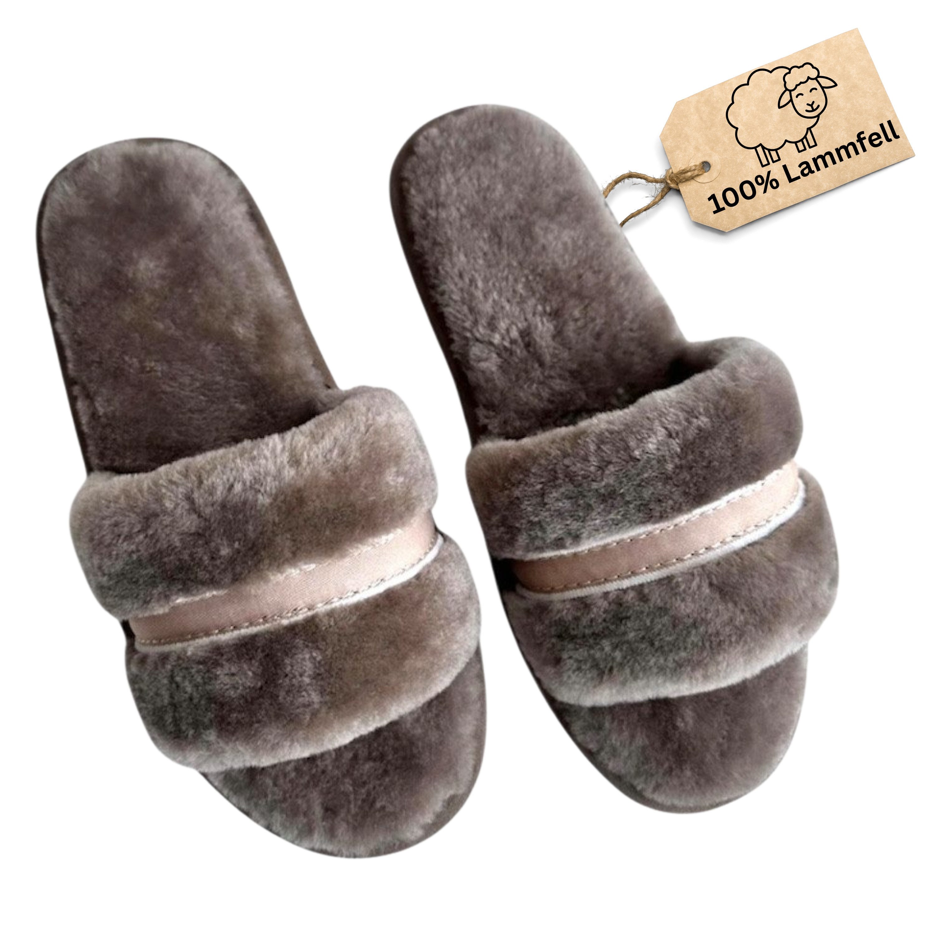 LIRA Deko Lammfell Damen Slipper Pantoffel Kuschelige Домашняя обувь Plüsch Домашняя обувь rutschfest, Innenfutter: 100 % Lammfell, weich & atmungsaktiv