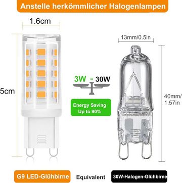 ZMH LED-Leuchtmittel Warmweiß Leuchtmittel 3W G9 Glühbirne Ersatz für Halogenlampe Flur, G9, 5 St., 3000k, Kein Flackern Enegiesparende Nicht Dimmbar