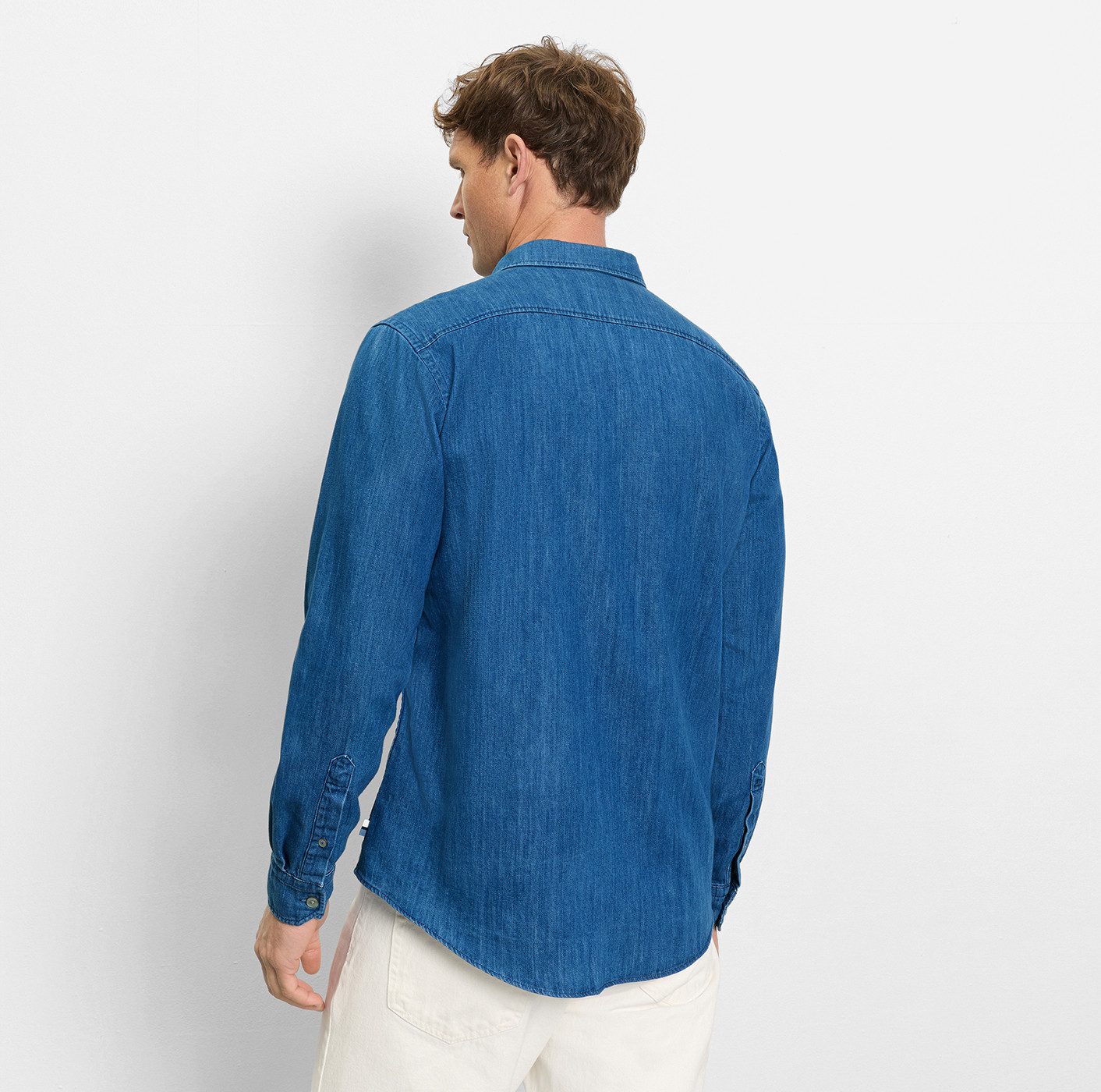 OLYMP Jeanshemd Casual im Denim-Look, Kentkragen