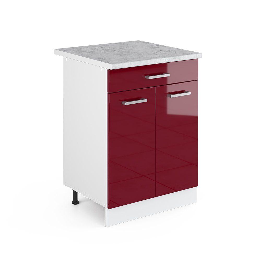 Vicco Unterschrank R-Line, Bordeaux Hochglanz/Weiß, 60cm günstig online kaufen