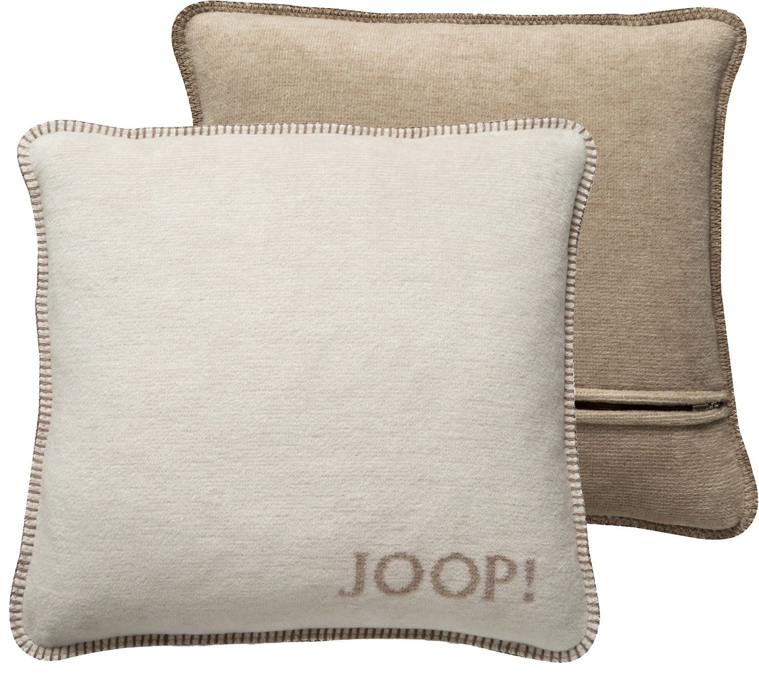 JOOP! Melange Baumwollmischung Kissenbezug weiche Optik, Doubleface Joop!, 50x50 Melange cm, Kissenhülle Natur-Sand