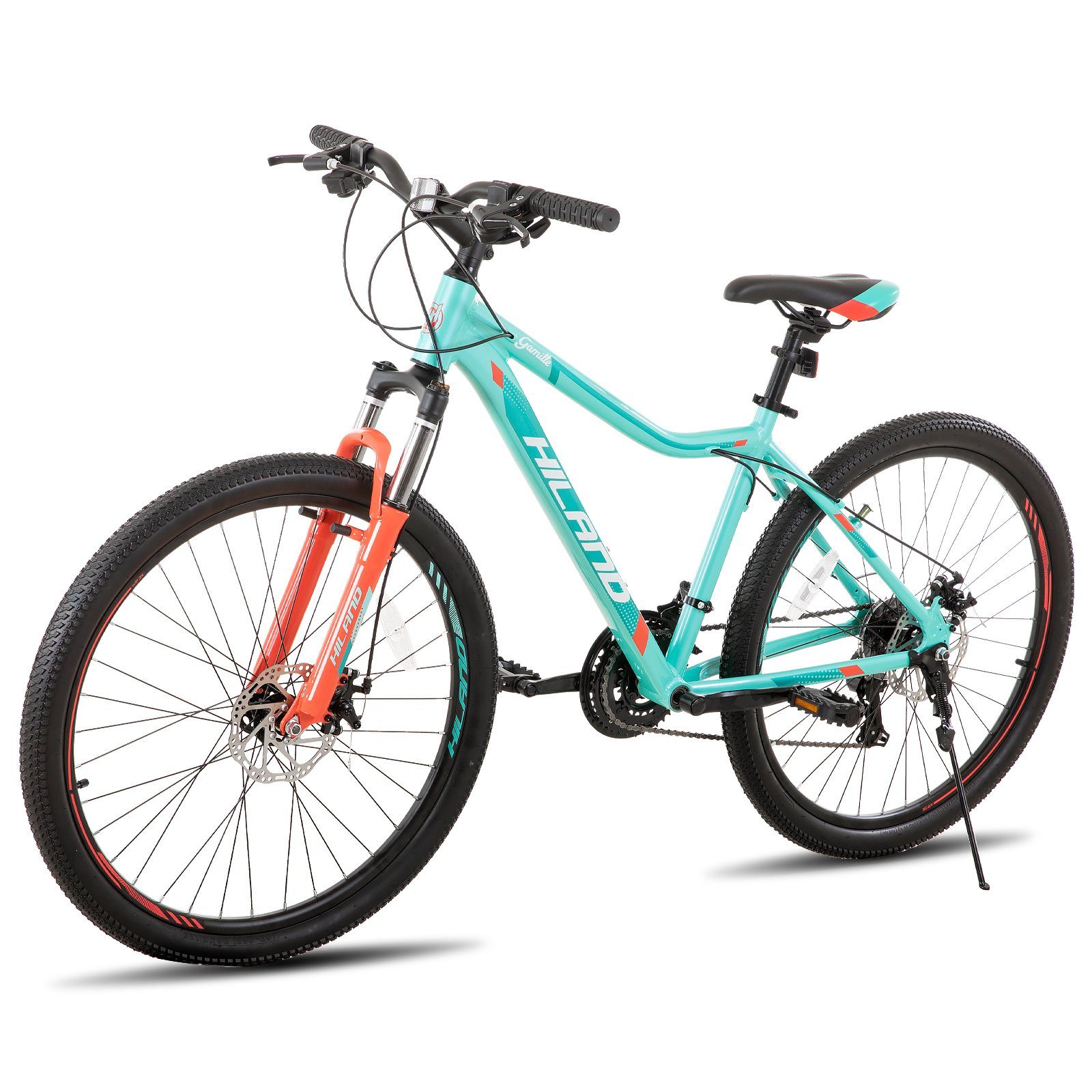 Kettenschaltung, Gang Schaltwerk, 21 cm HILAND 160 Mintgrün für Fahrrad Zoll 180 Gang,Doppelscheibenbremse, (set), mit - Damen Mountainbike Hardtail 21 MTB MTB Shimano 26/27.5 Damen Tourney