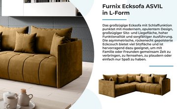 Furnix Ecksofa Polstercouch Schlafsofa in L-Form Bettkasten und Kissen, 231 x 231 x 83 cm, hochwertig, made in Europe