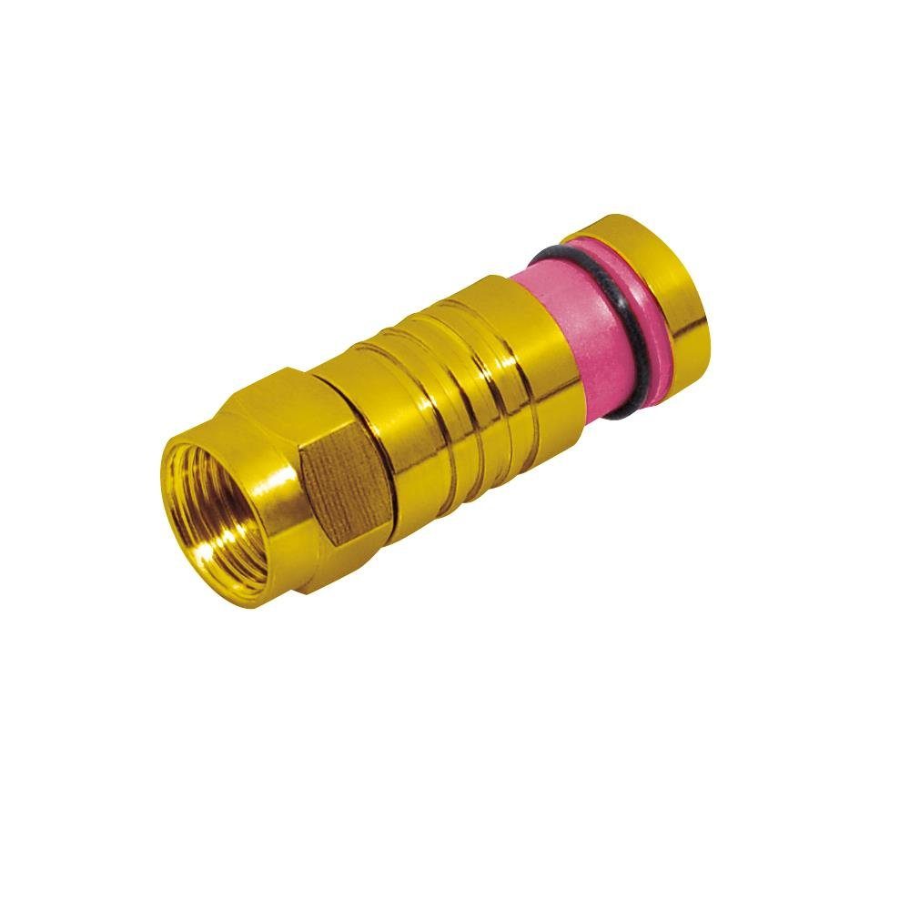 mm goldfarben, F-Stecker Kabel-Ø F-Kompressionsstecker 6,8 SAT-Kabel Transmedia für Farbe