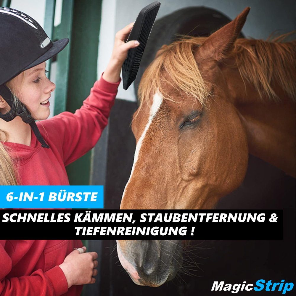 Thumbnail - MAVURA Pferdebürste MagicStrip Pferdebürste Kardätsche Pferdekardätsche, Pferdestriegel Putzbürste Pferde Bürste Kadätsc...