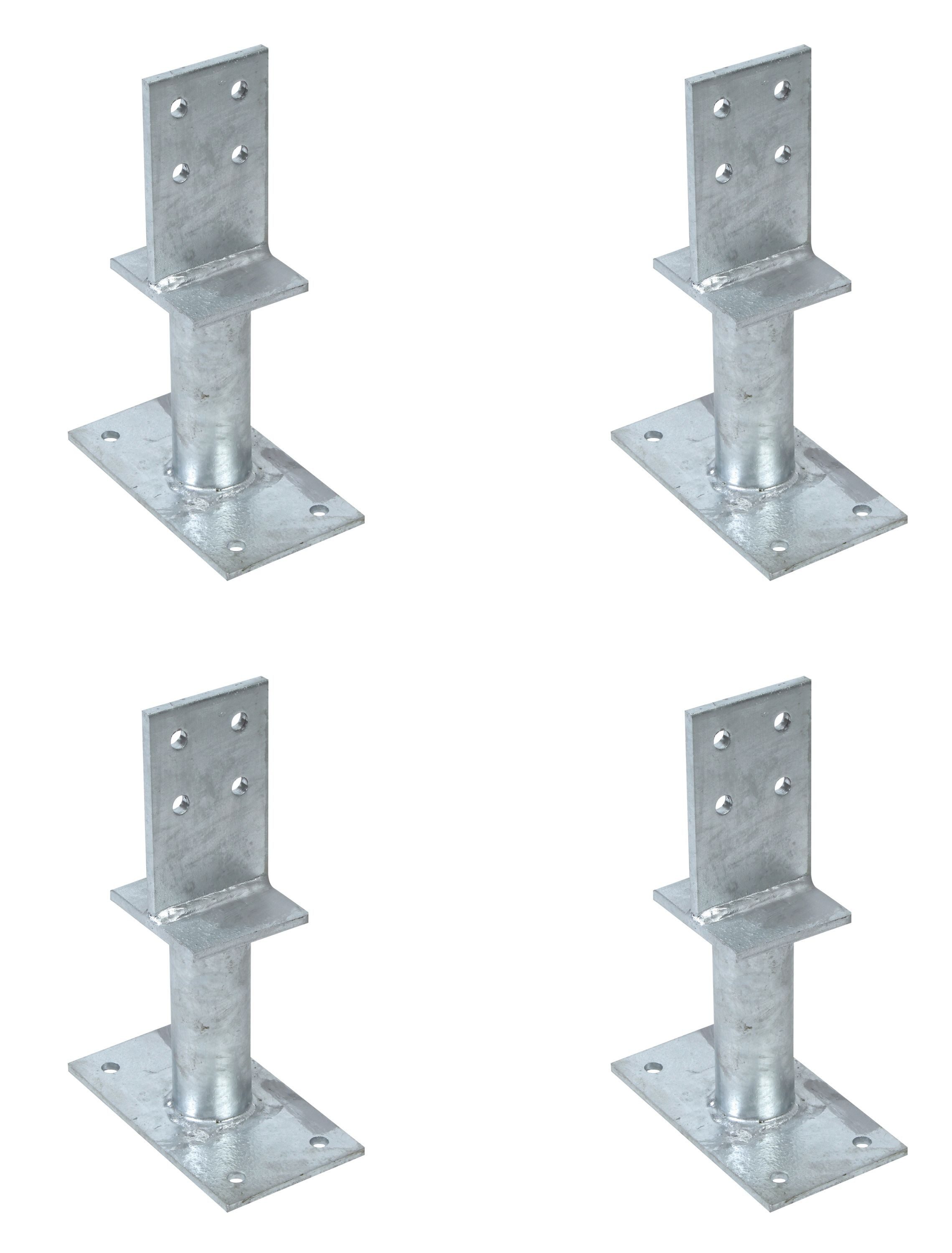 Alberts Pfostenträger Alberts 4 x T-Pfostenträger mit Steg, Betonanker 150 mm, Steghöhe 130, (4-St), Alberts T-Pfostenträger mit Steg im Bundle, feuerverzinkt, zum Aufschr