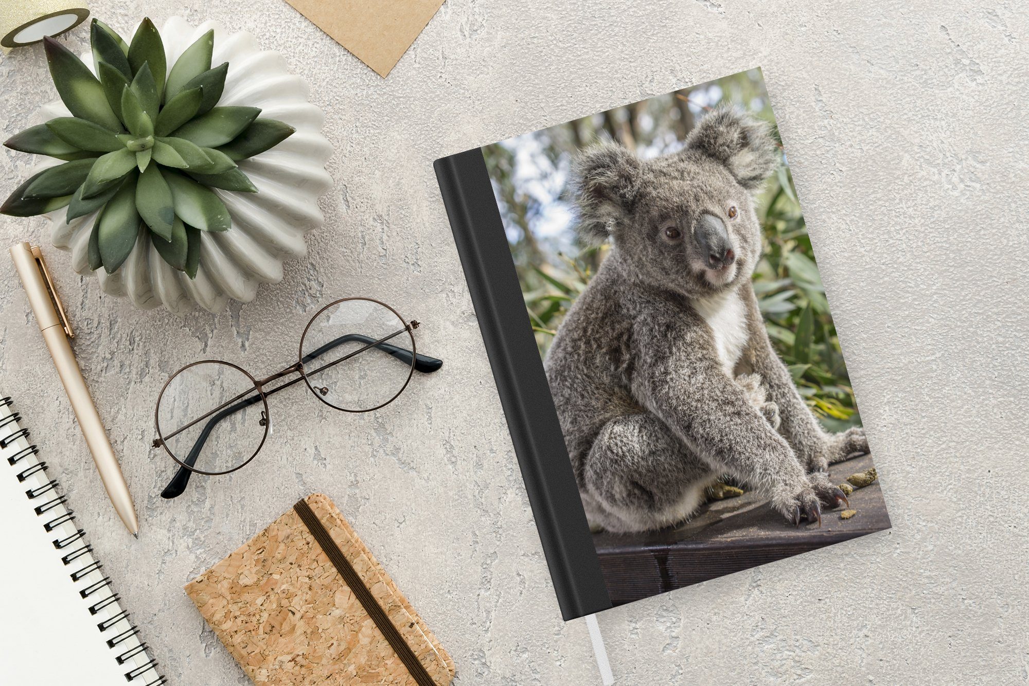 MuchoWow Notizbuch Koala - - - Mädchen, Seiten, Kinder - Merkzettel, Regal Journal, Notizheft, Haushaltsbuch Pflanzen - Jungen Tagebuch, 98 A5