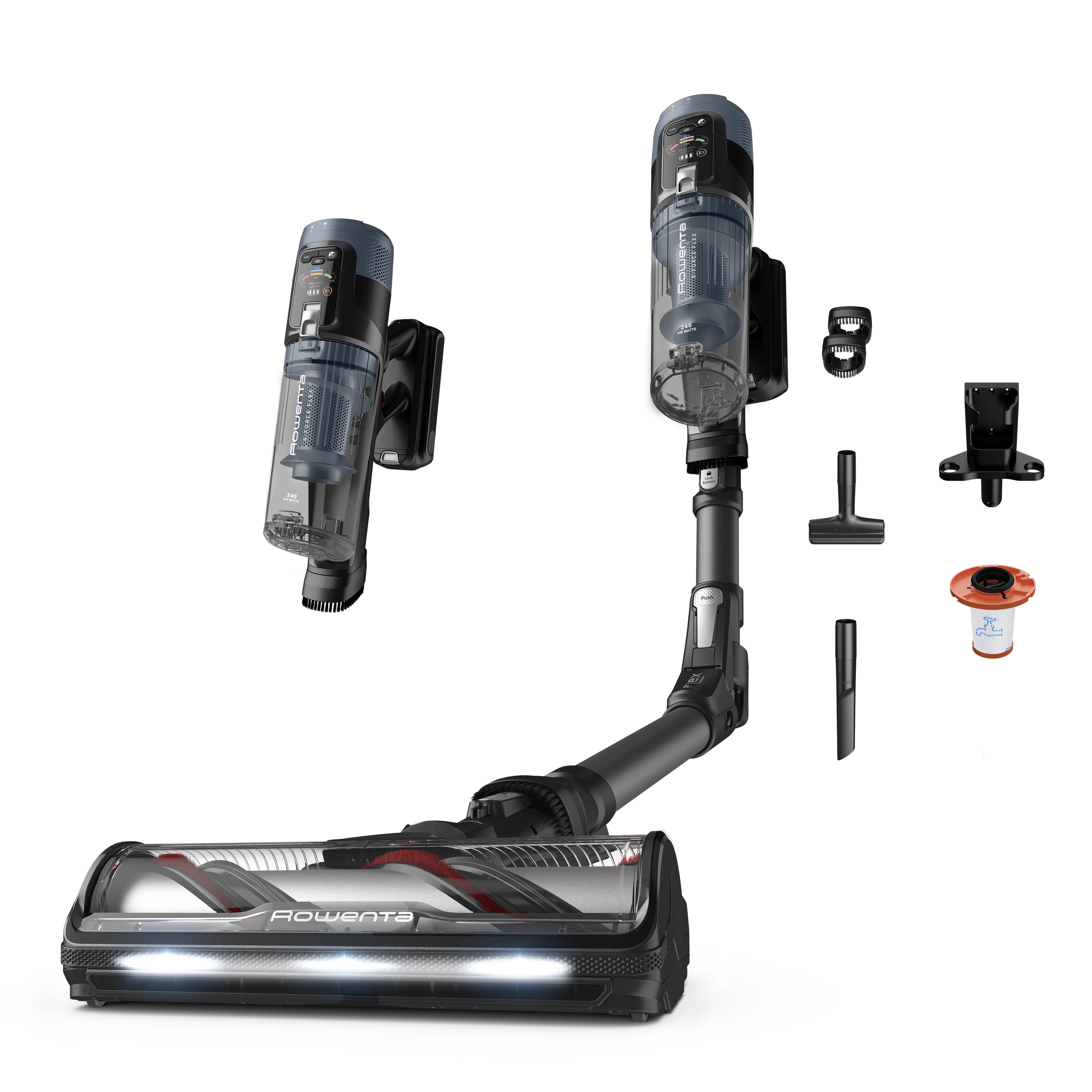 Rowenta Akku-Hand-und Стальной пылесос X-Force Flex 14.80 RH9B36, beutellos, 240 AW, Smart Control Display, 90 Min. Autonomie, Flex-Technologie