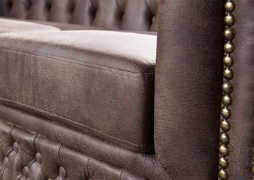 Massivmoebel24 Sofa Sofa 148x86x72 dunkelbraun CHESTERFIELD