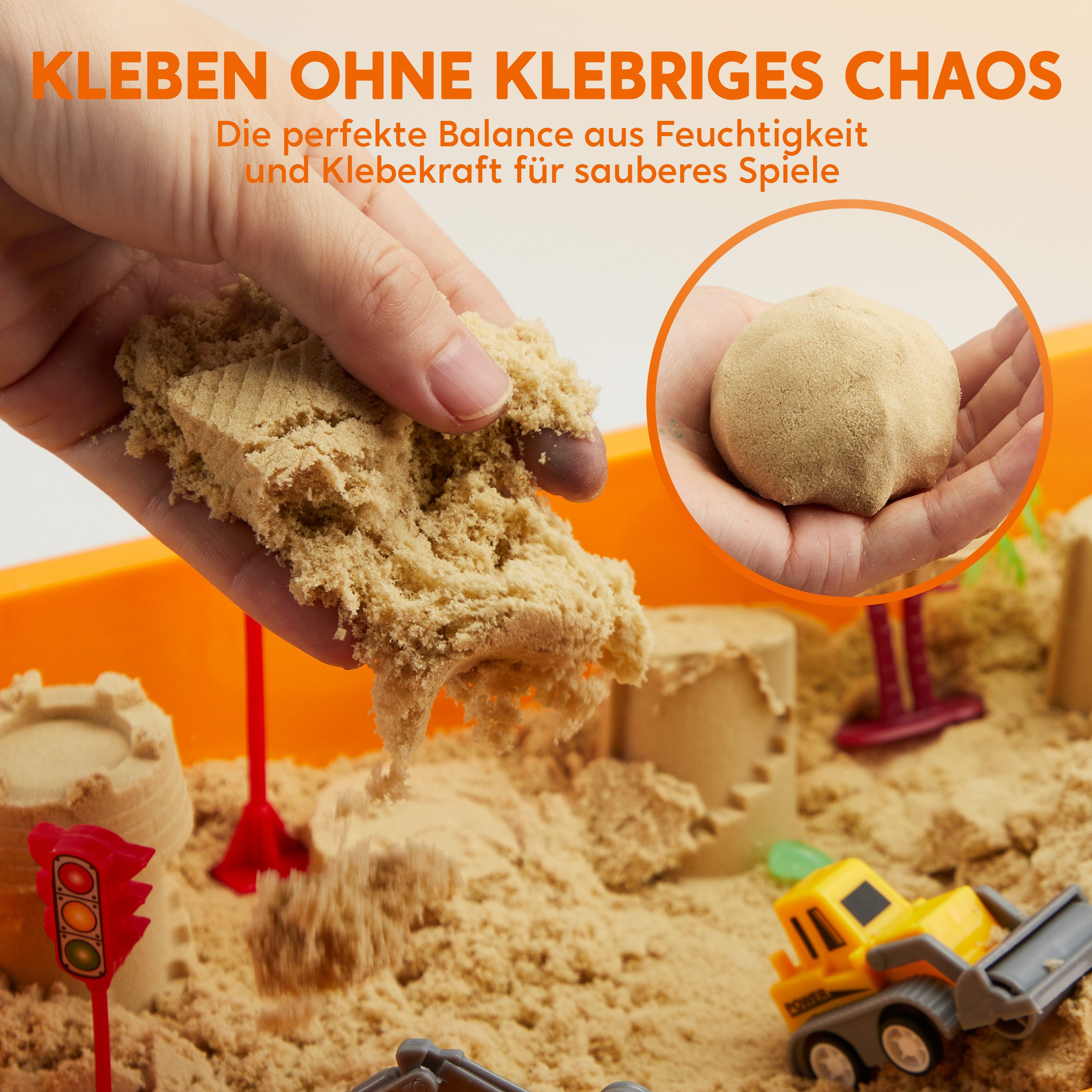 Klever Kits Sandform-Set Klever Kits Magic Sand Set Spielsand Baustelle Kinder Koffer Spielsand