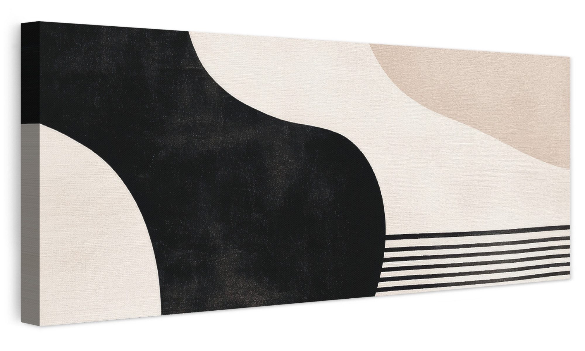 OneMillionCanvasses® Leinwandbild Panorama Abstrakt - Japandi - Beige - Modern, Fotodruck (1 St), Wandbild, Deko Schlafzimmer Wohnzimmer …