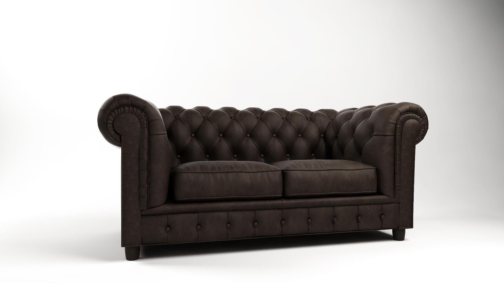 Xlmoebel Chesterfield-Sofa Zweisitzer Chesterfield Sofa mit hochwertigem Textil- und Lederbezug, Hergestellt in Europa