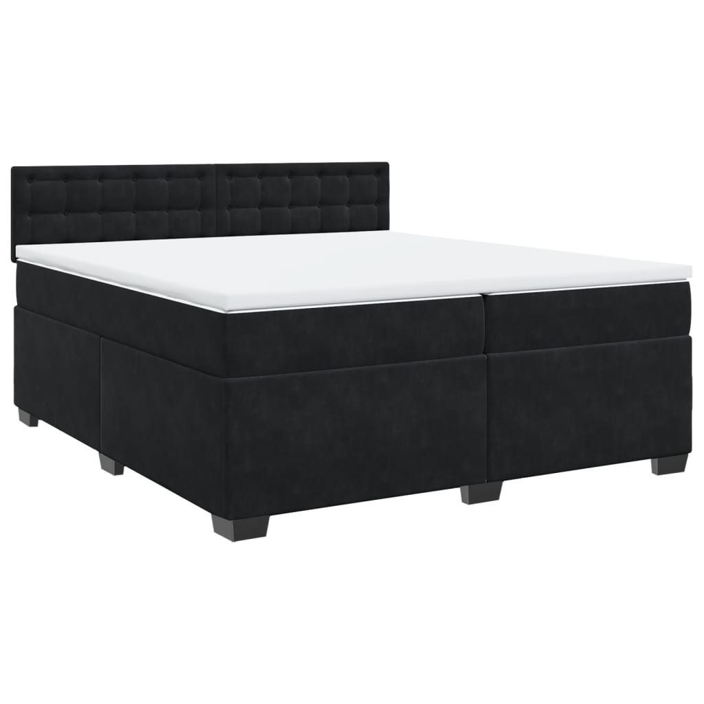 Bett Boxspringbett mit Matratze Schwarz 200x200 cm Samt