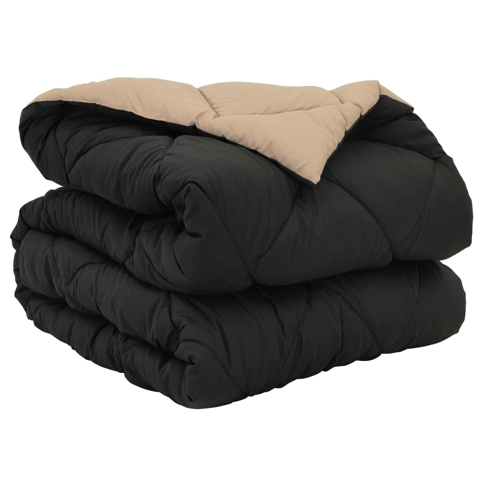 vidaXL Baumwollbettdecke Ganzjahresbettdecke Schwarz und Taupe 135 x 200 cm Mikrofaser, Bezug: Mikrofaser