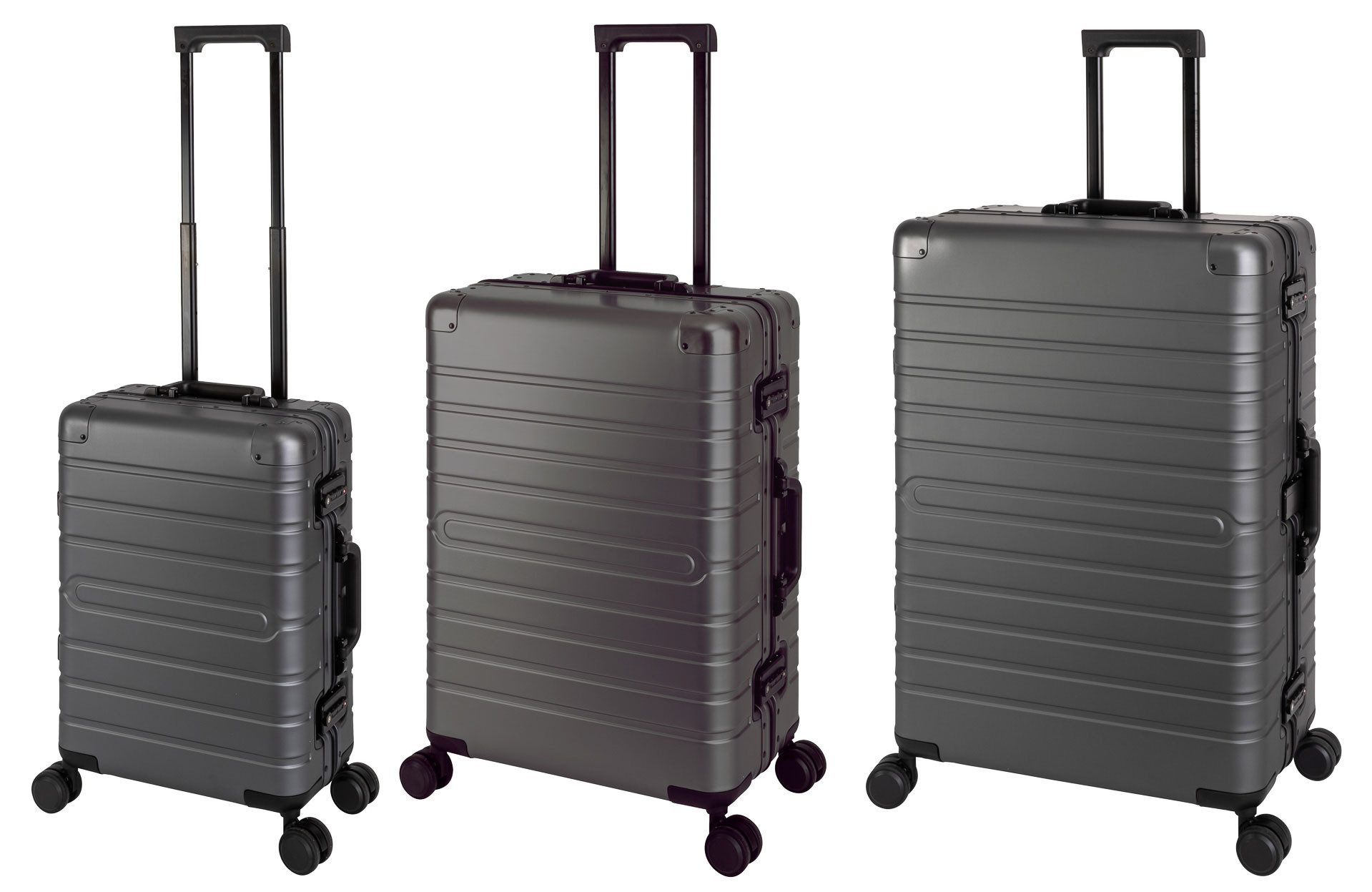 Travelhouse Trolleyset Oslo, 4 Rollen, (3 tlg), Aluminium Hartschale TSA Zahlenschloss Schnappverschluss