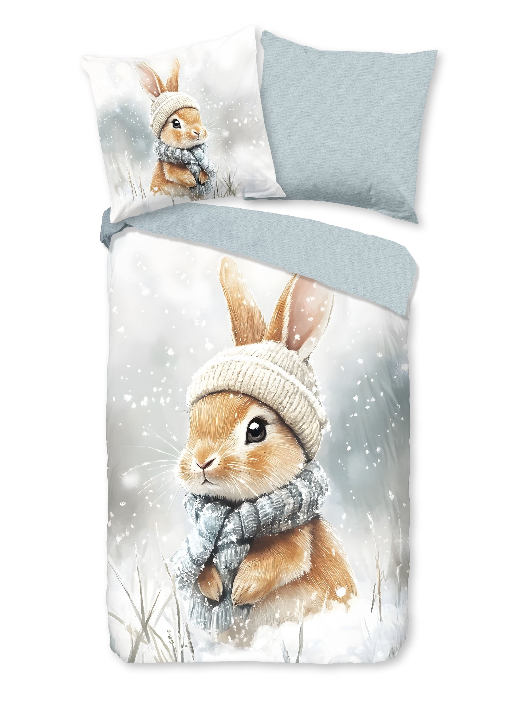 good morning Bettwäsche Comfort Baumwolle, Flanell, 2 teilig, Hase, Winter, Wendebettwäsche