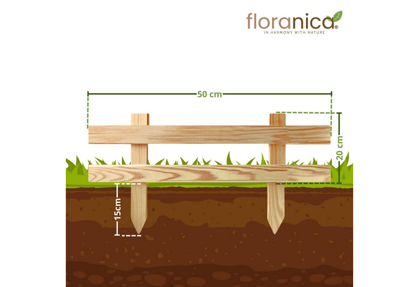 Thumbnail - Floranica Zierzaun Kleiner Gartenzaun Mini Steckzaun Zierzaun, (20 x 50 cm, 4-St., Unbehandelt), Vorgartenzaun Hofzaun T...