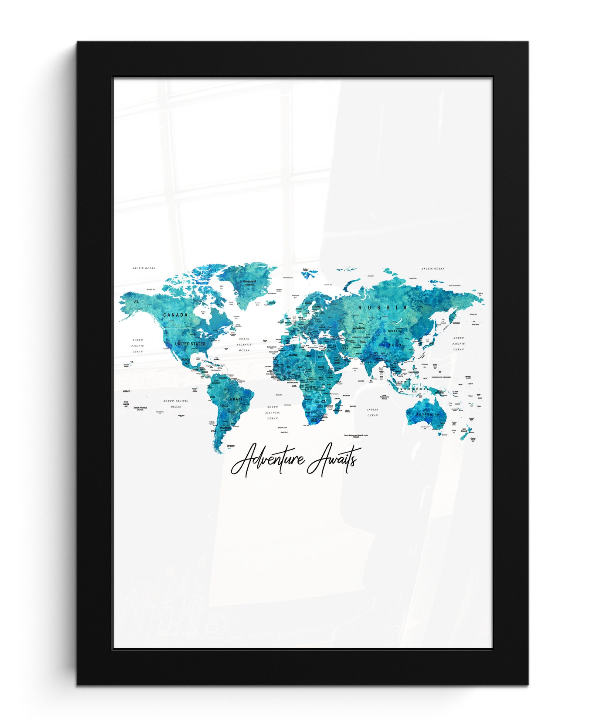 MuchoWow Poster Weltkarte - Blau - günstig online kaufen