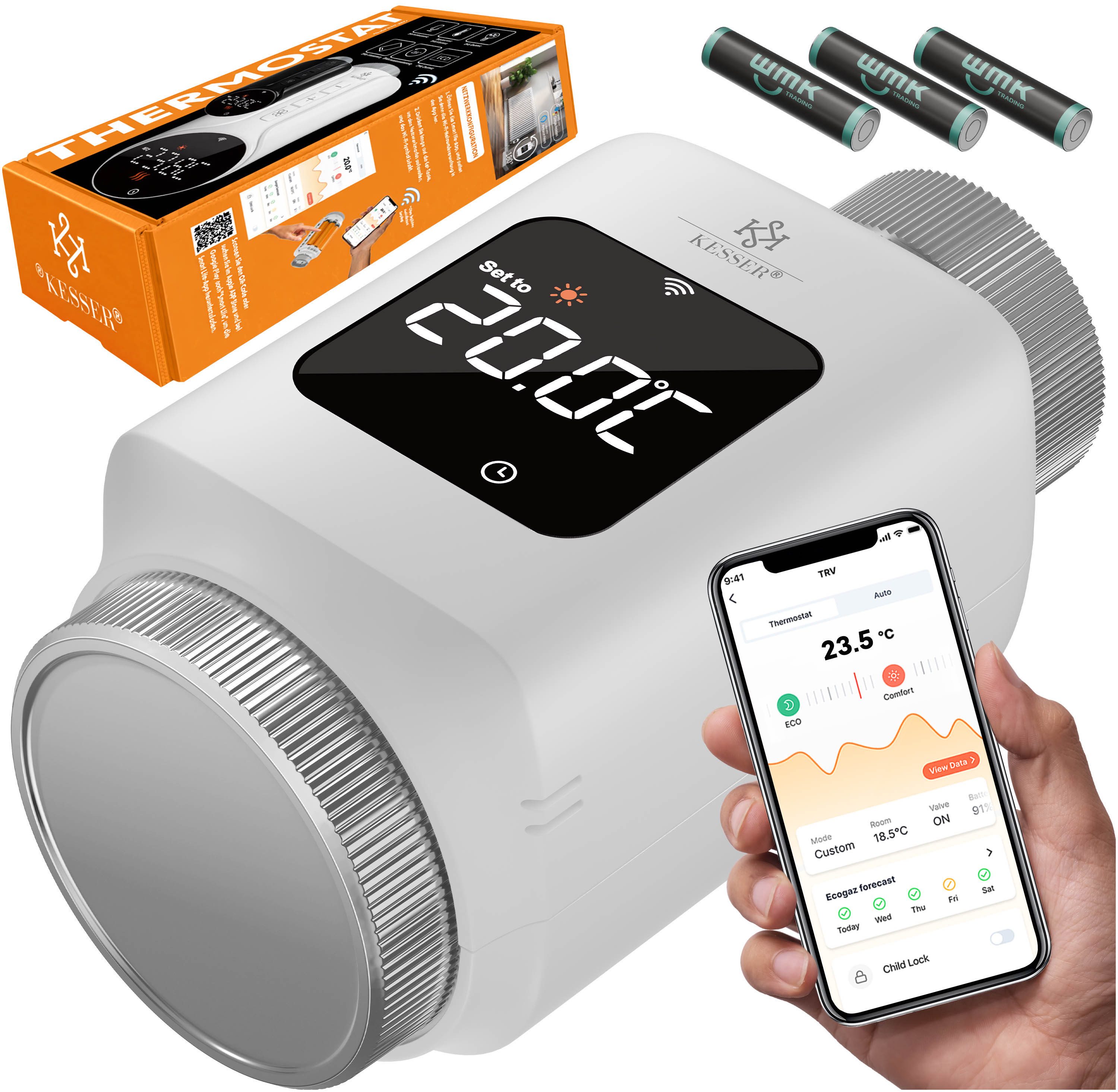 KESSER Heizkörperthermostat, Heizungsregler Smart Home Heizungssteuerung mit WLAN & APP Steuerung