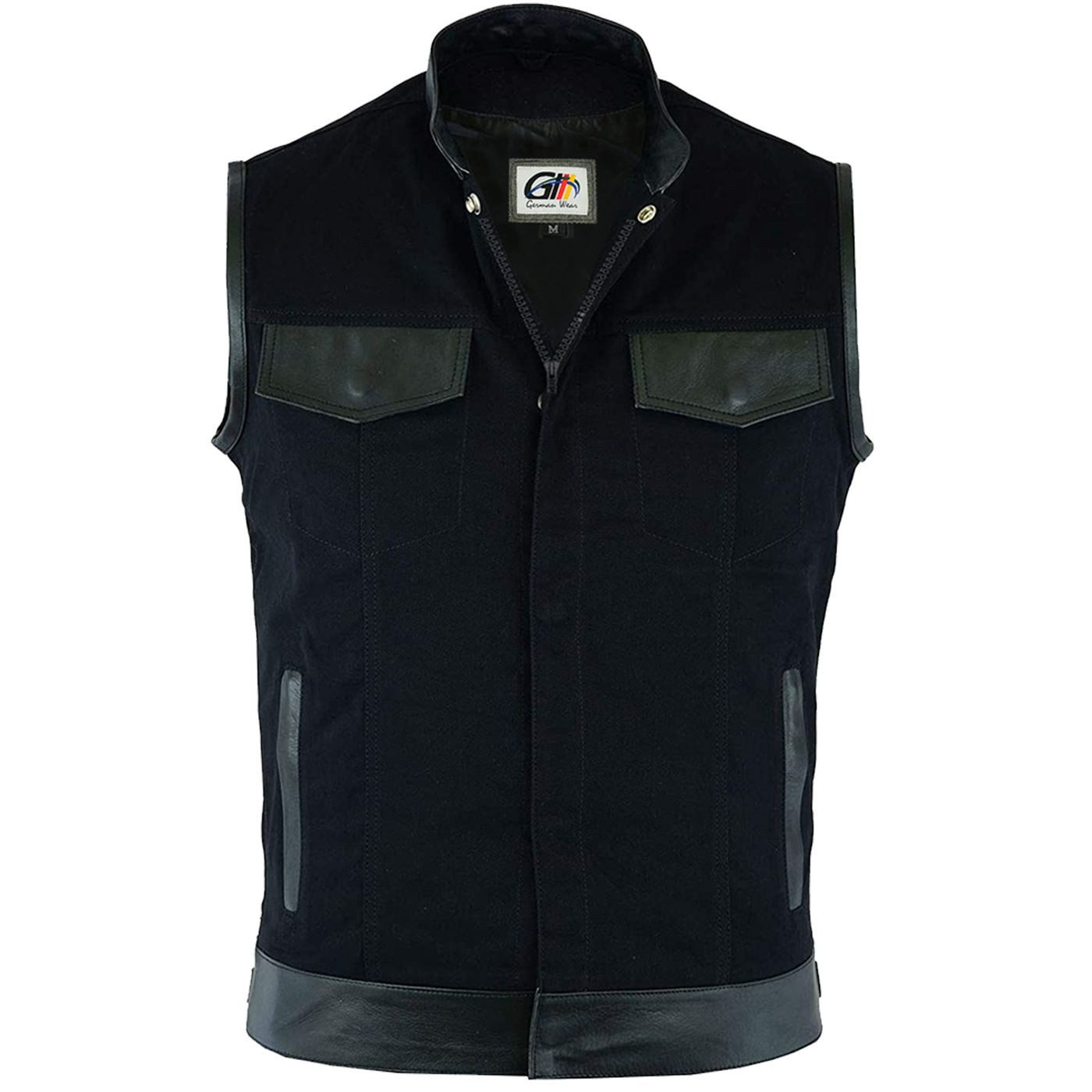 German Wear Motorradweste GW691 Denim+Leder Motorrad Biker Jeansweste Motor günstig online kaufen