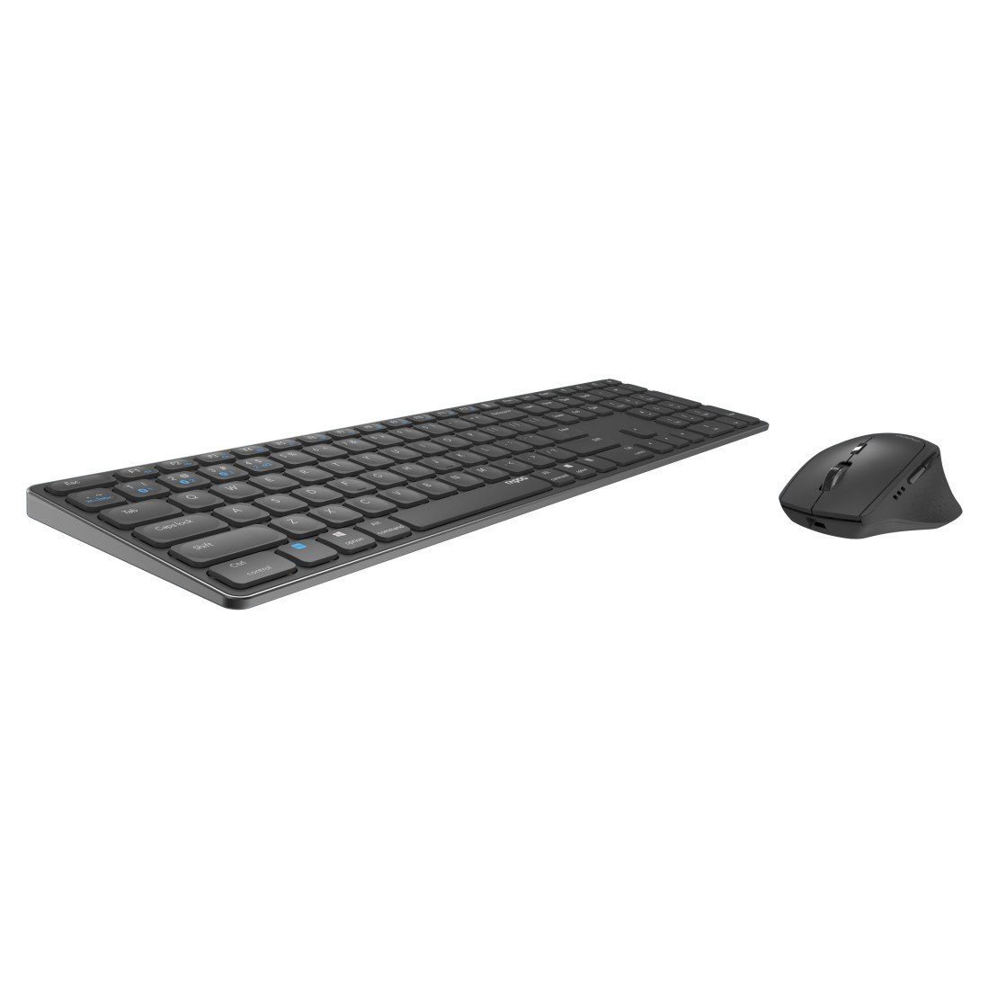 Rapoo 9800M kabelloses Tastatur-Maus Set Wireless Tastatur- und Maus-Set,  1600 DPI Deutsches Layout QWERTZ Dunkelgrau