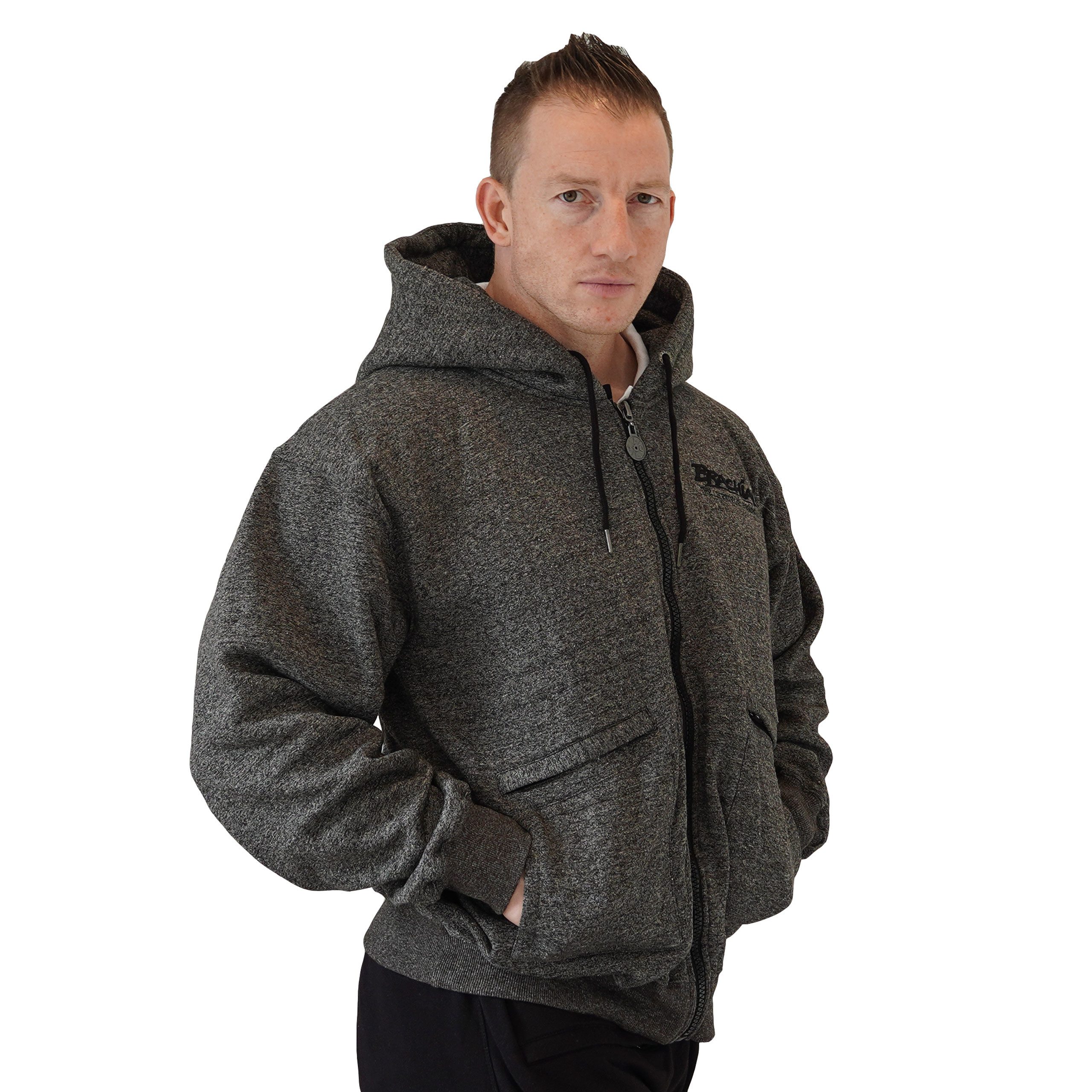 BRACHIAL THE LIFESTYLE COMPANY Kapuzensweatjacke Brachial Zip-Hoody "HDZC-reed" dunkelgraumeliert/schwarz