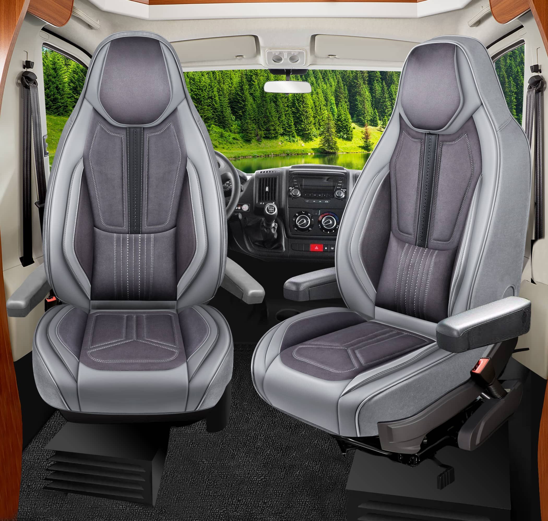 BREMER SITZBEZÜGE Autositzbezug für Hobby Optima De Luxe (WDS7), Set, 2-tlg., Schonbezüge Sitzbezüge Fahrer und Beifahrer, in Grau