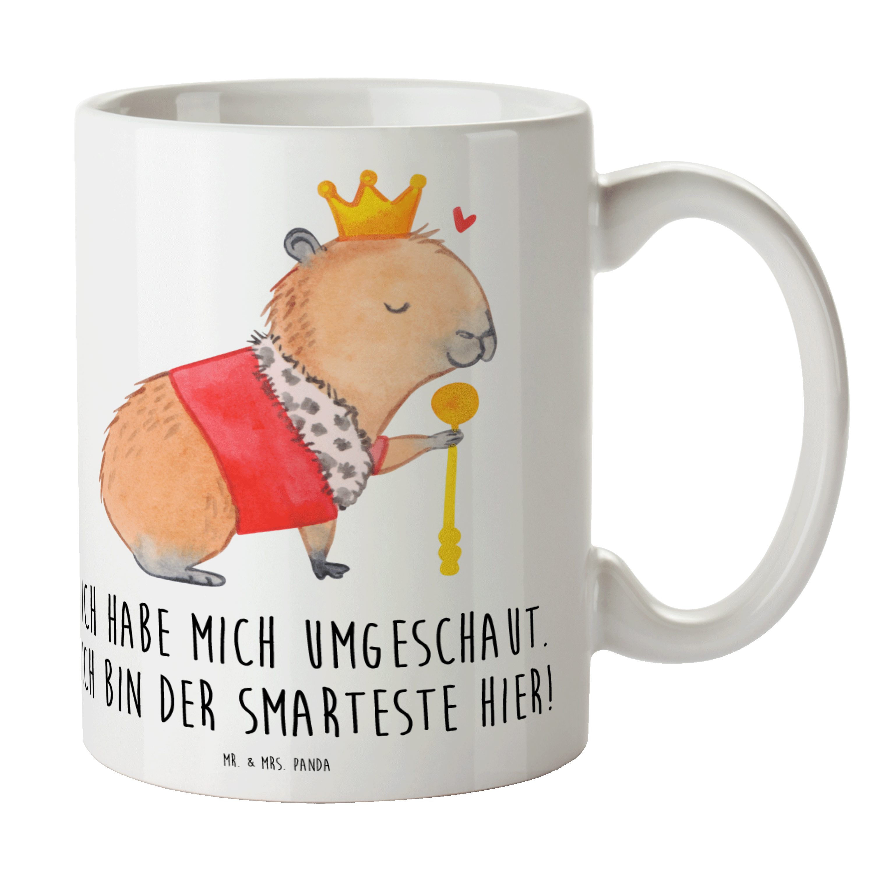 Mr. & Mrs. Panda Tasse Capybara König - Weiß - Geschenk, Teebecher, lustige Sprüche, Geschen, Keramik