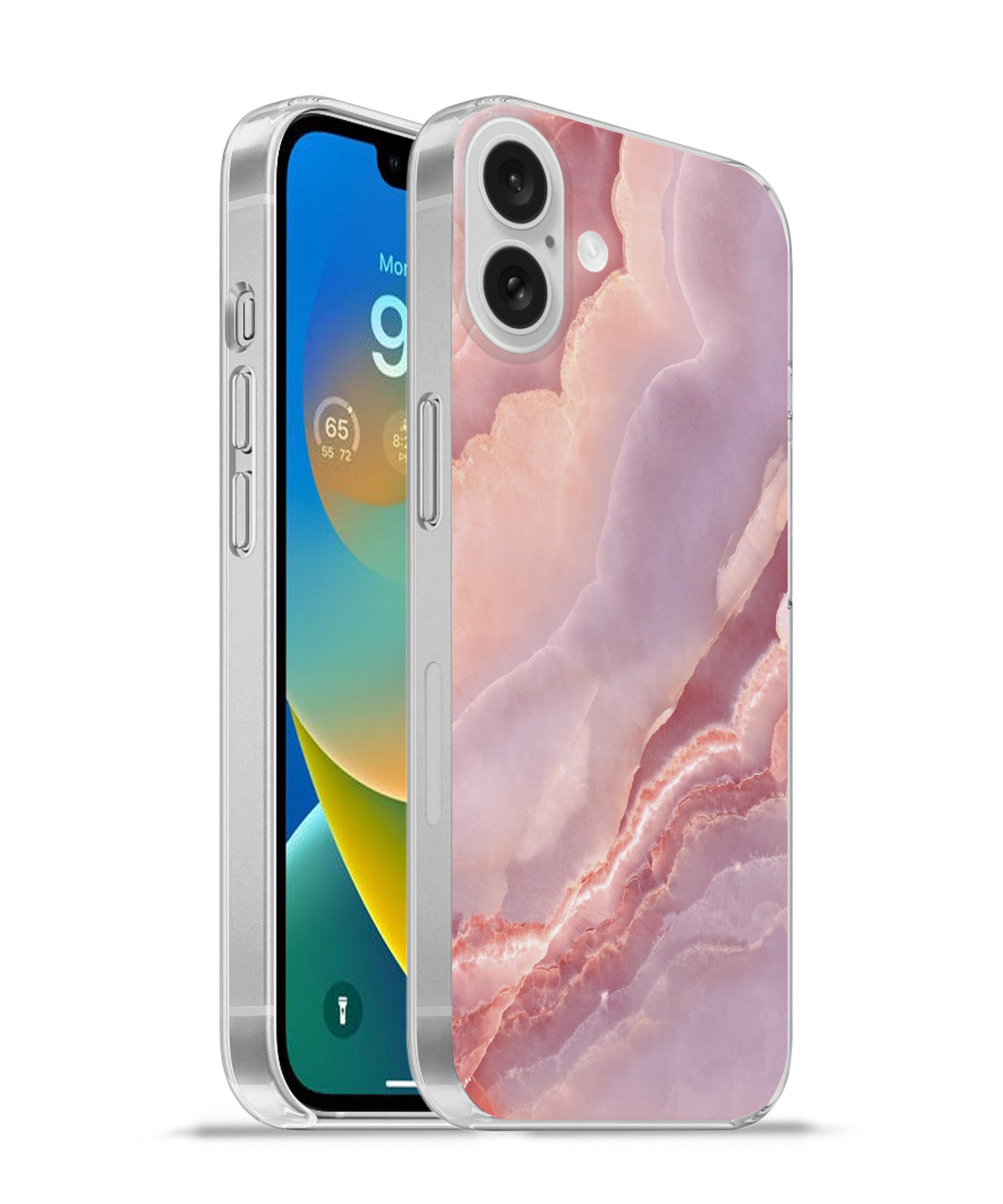 MuchoWow Handyhülle für Apple iPhone 16 Plus Naturstein - Rosa - Nahaufnahme, Smartphone-Bumper, Print, Handy Schutzhülle Dünn