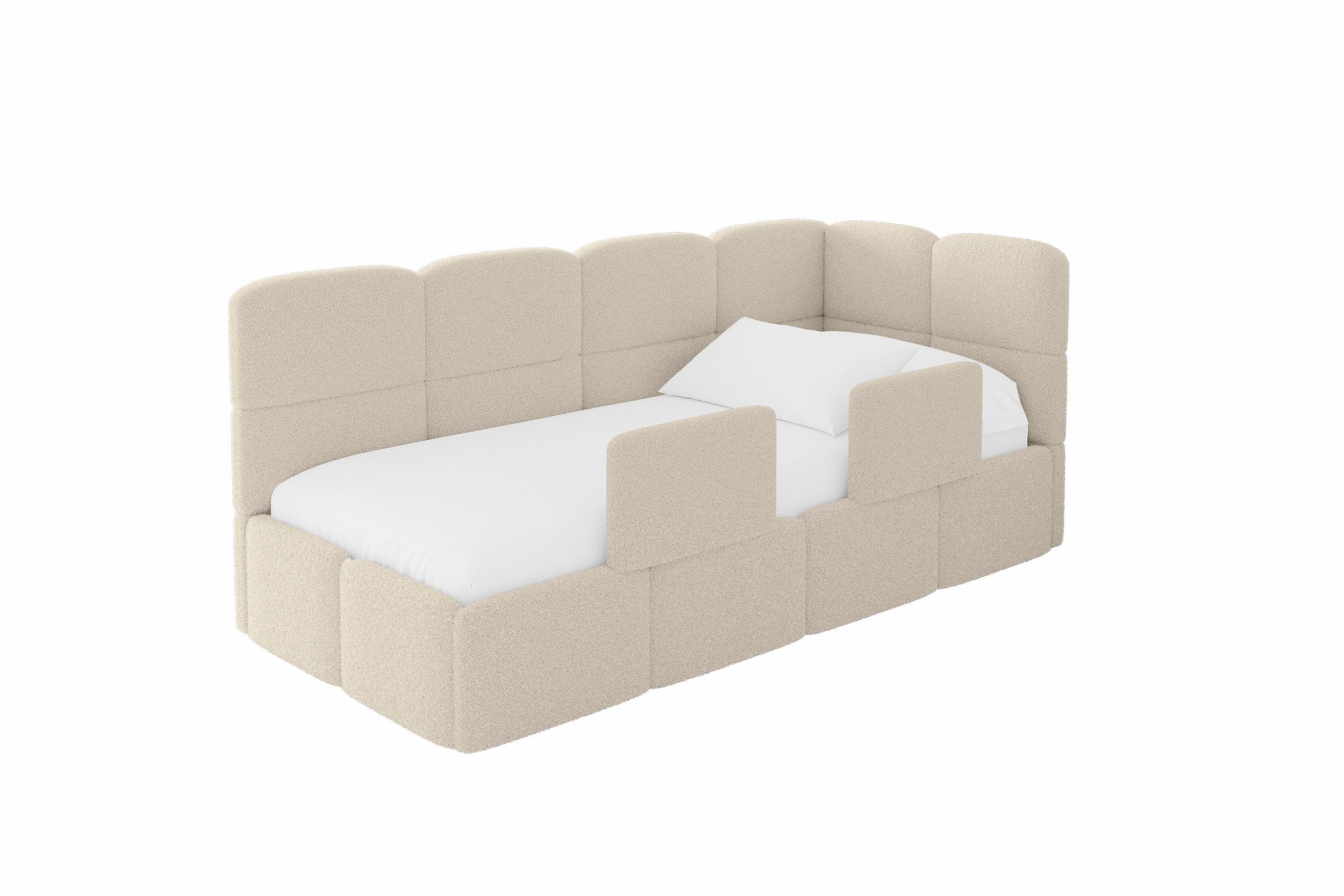 ALTDECOR Jugendbett KIVY (Jugendbett mit Bettkasten und Lattenrost, Polsterbett ohne Matratze), Einzelbett mit Stauraum, Bett mit Kopfteil