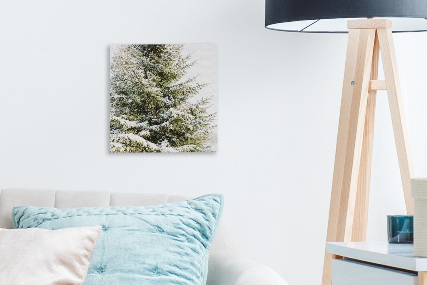 OneMillionCanvasses® Leinwandbild Winter - Wohnzimmer für - Leinwand Schnee, St), Baum Schlafzimmer (1 Bilder
