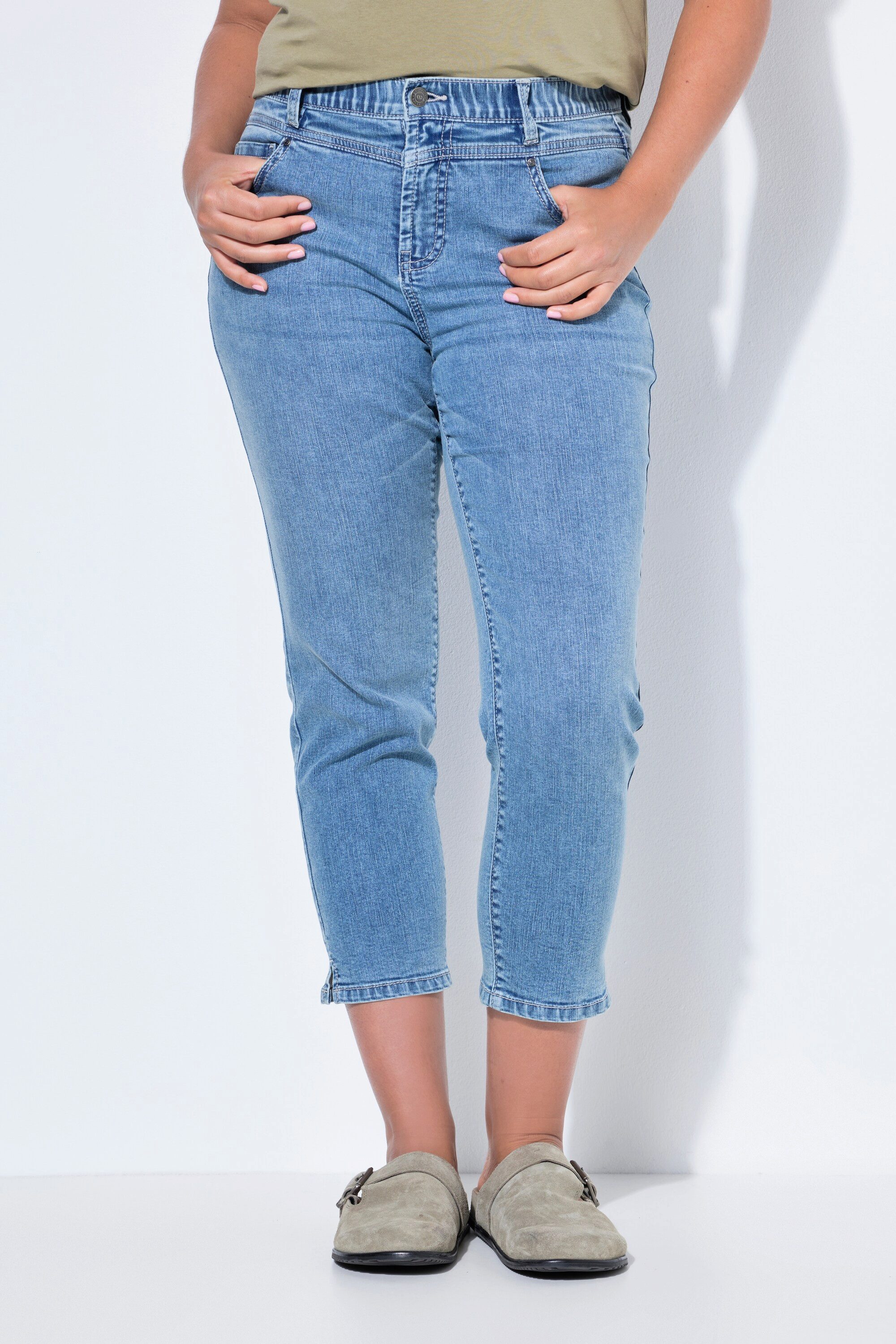 Röhrenjeans High Waist Jeans Slim 3/4 lang