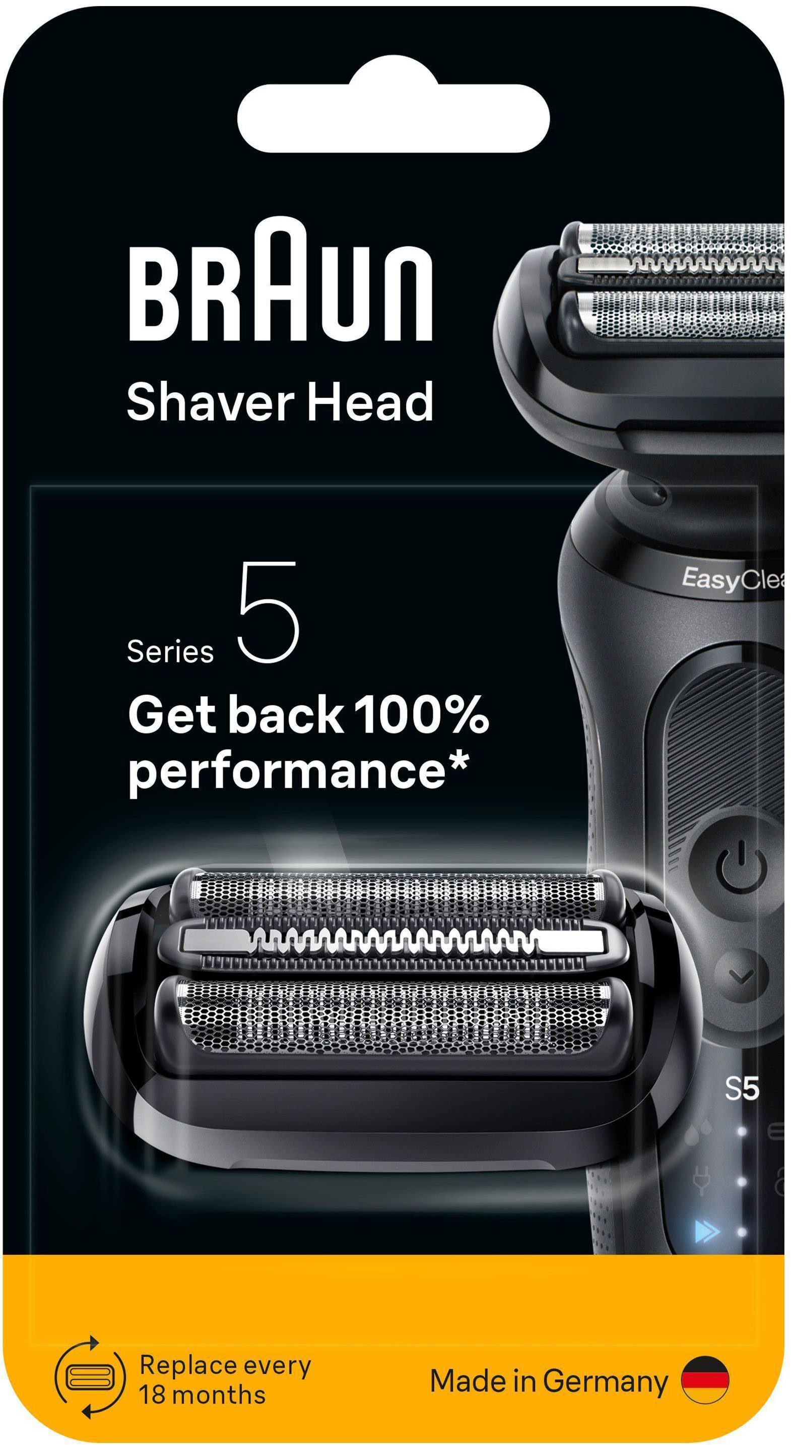 Braun Ersatzscherkopf Series 5 54B, Kompatibel mit Braun Series 5 Rasierern der Generation 50, 51 und 52