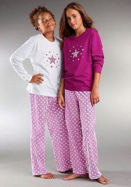 petite fleur Pyjama (Set, 4 tlg., 2 Stück) modischer Sternendruck auf den Shirts und Hosen