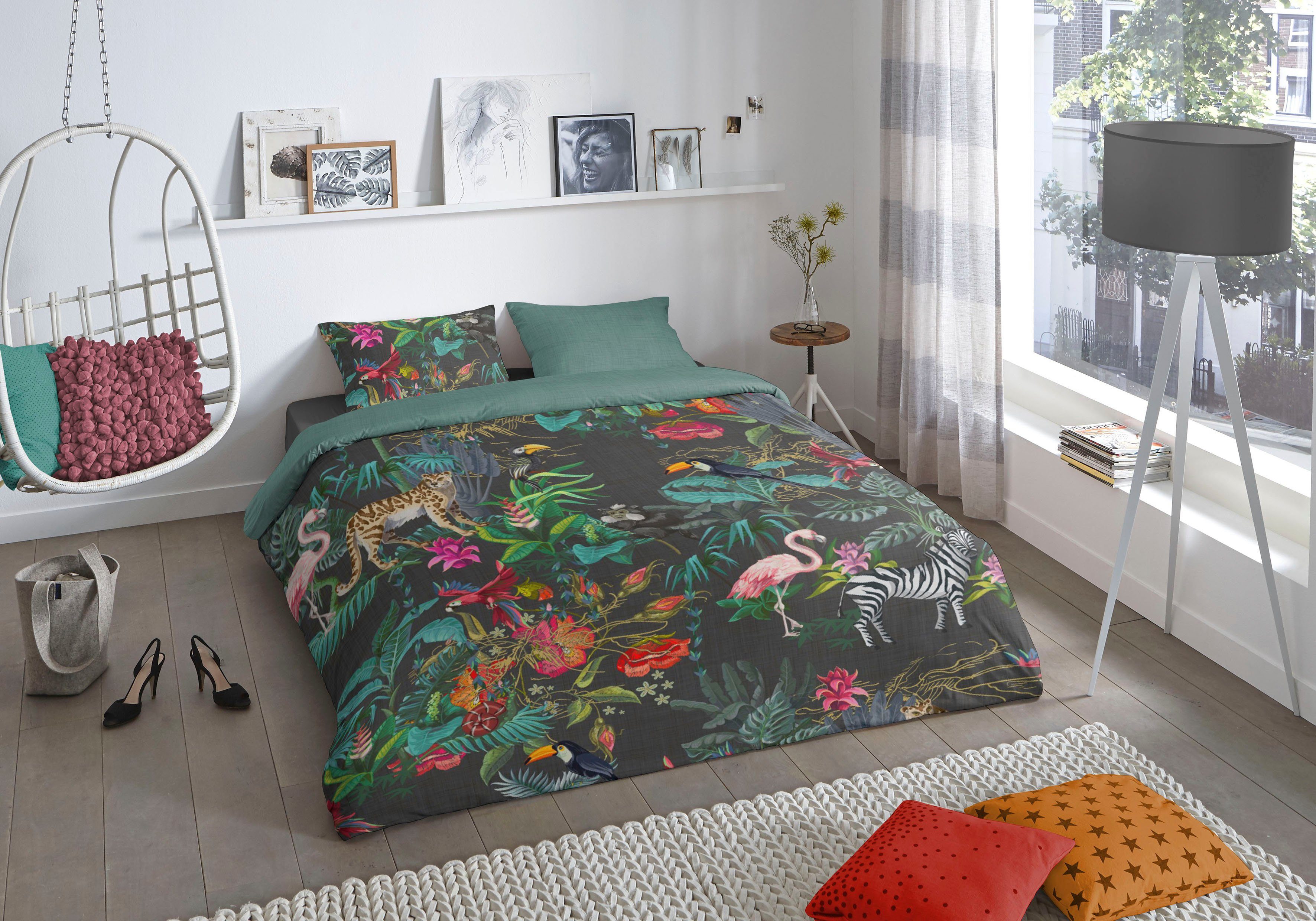 good morning Wendebettwäsche Funky, Renforcé, 2 teilig, Mako-Satin, 135x200, Reißverschluss, Wendeoptik, Mandala, Leopard