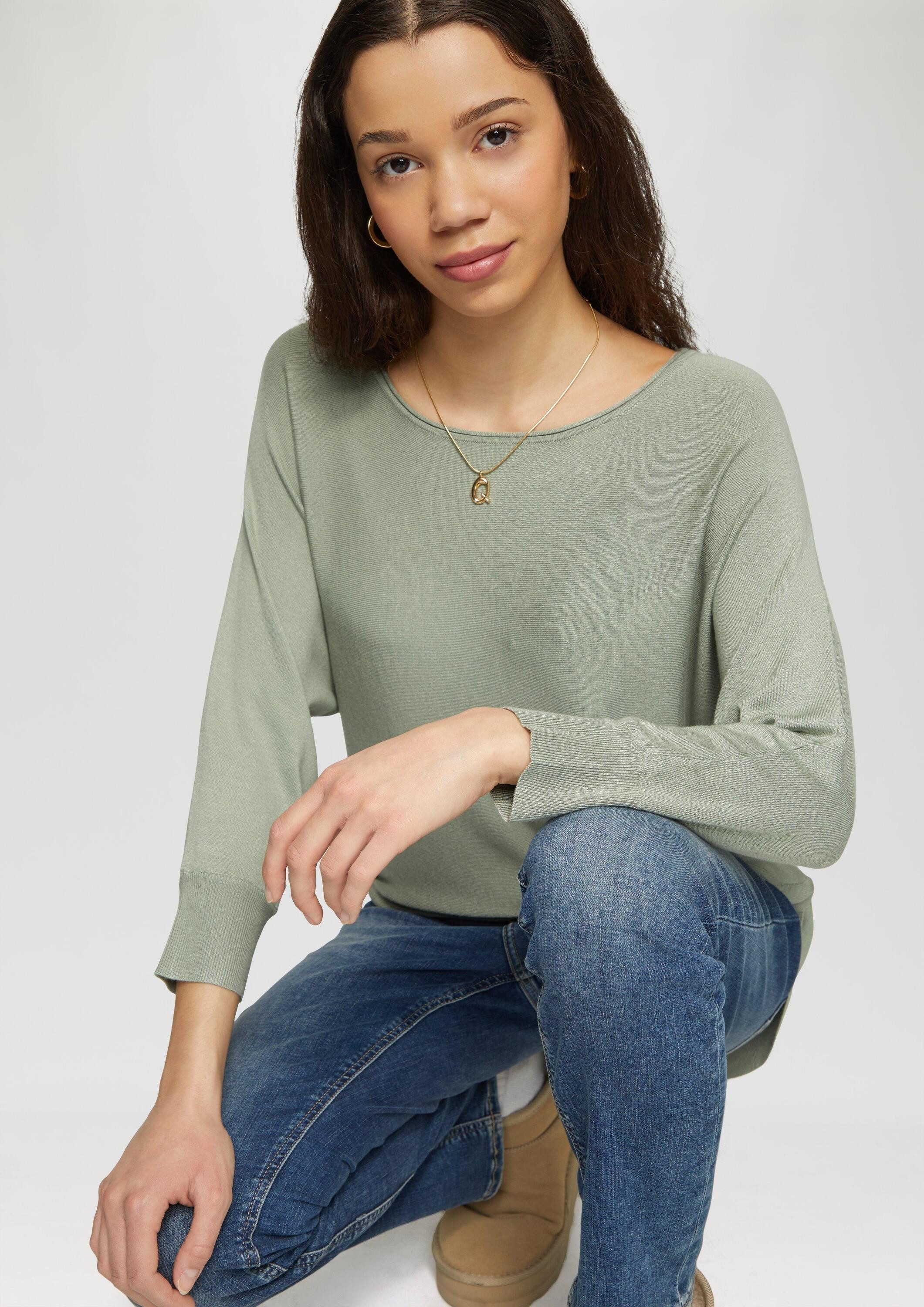 QS Longpullover Strickpullover Strickpullover mit Fledermausärmeln günstig online kaufen