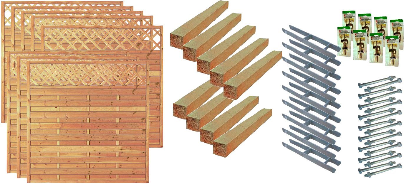Tetzner & Jentzsch Dichtzaun Memphis 6, (Set), 8 Elemente, LxH: 1521x180 cm