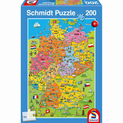 Schmidt Spiele Puzzle Deutschlandkarte mit Bildern, 200 Puzzleteile