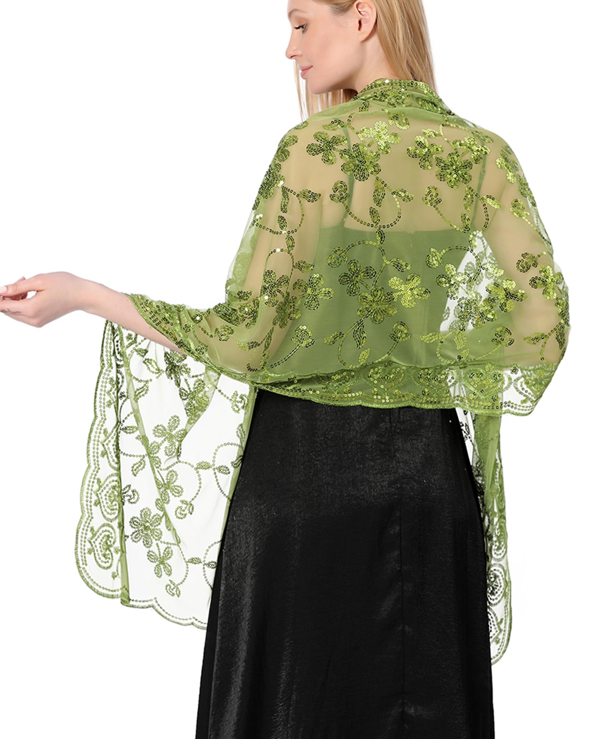 Zaewry Modeschal Schals und Tücher für Abendkleider – Elegante, transparente Damen, Jahre mit Blumenmuster, ideal für Hochzeiten