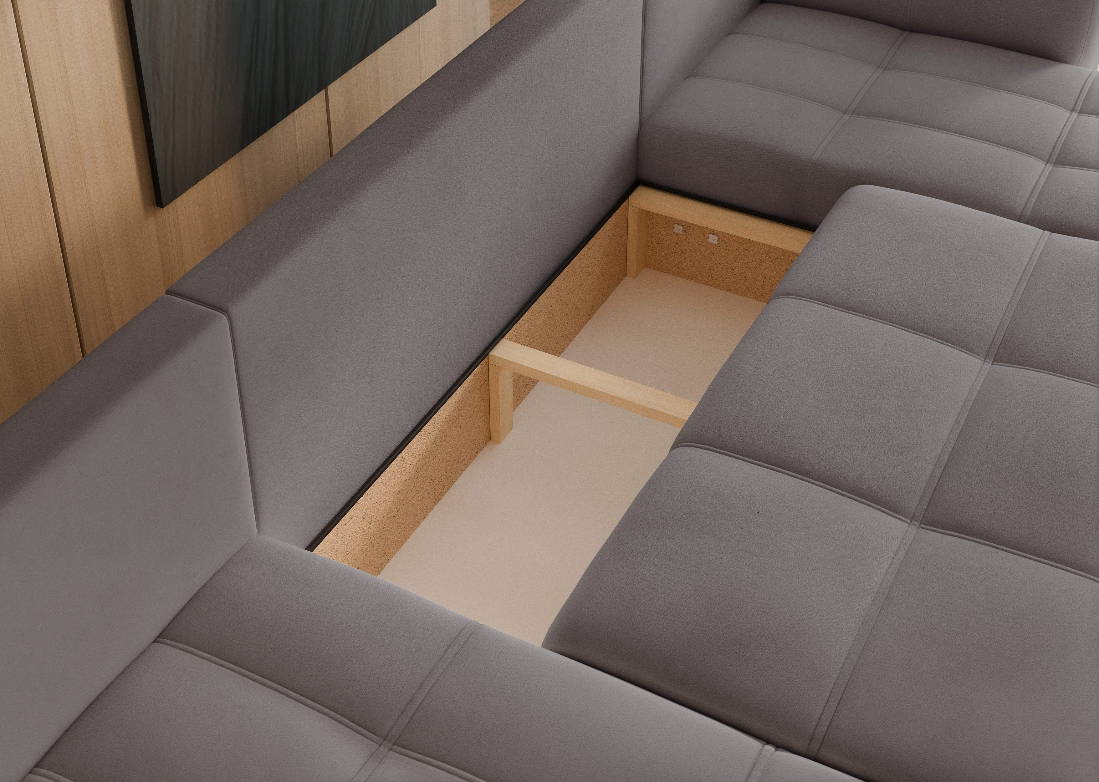 yourhouse24 Wohnlandschaft PEDRO U in Samt-Optik – Riesige Schlaffunktion & abnehmbare Bezüge, mit Schlaffunktion und Bettkasten, Seite universal – Bild 5 von 5