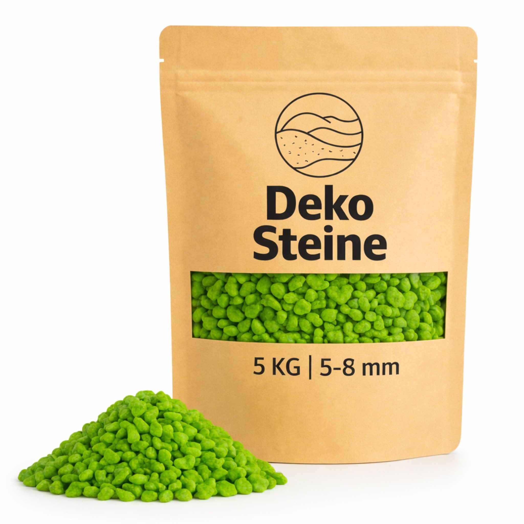 matches21 HOME & HOBBY Dekosand Kleine Deko-Steine grün Ø 5-8 mm als Vasen Glas-Füllung Streudeko (1-St), Farbige Deko-Steine als bunte Tischdeko Hochzeitsdeko