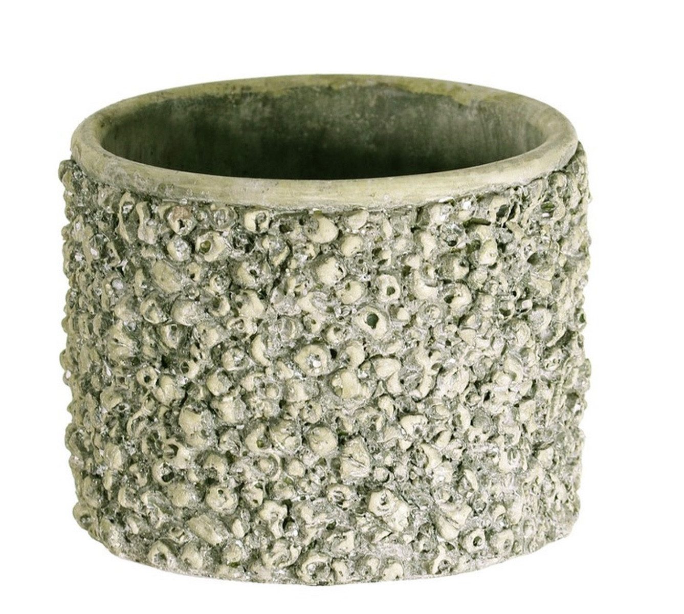 INNA-Glas Blumentopf TIKOU mit Muster, grau-grün, 13,5cm, Ø16,5cm